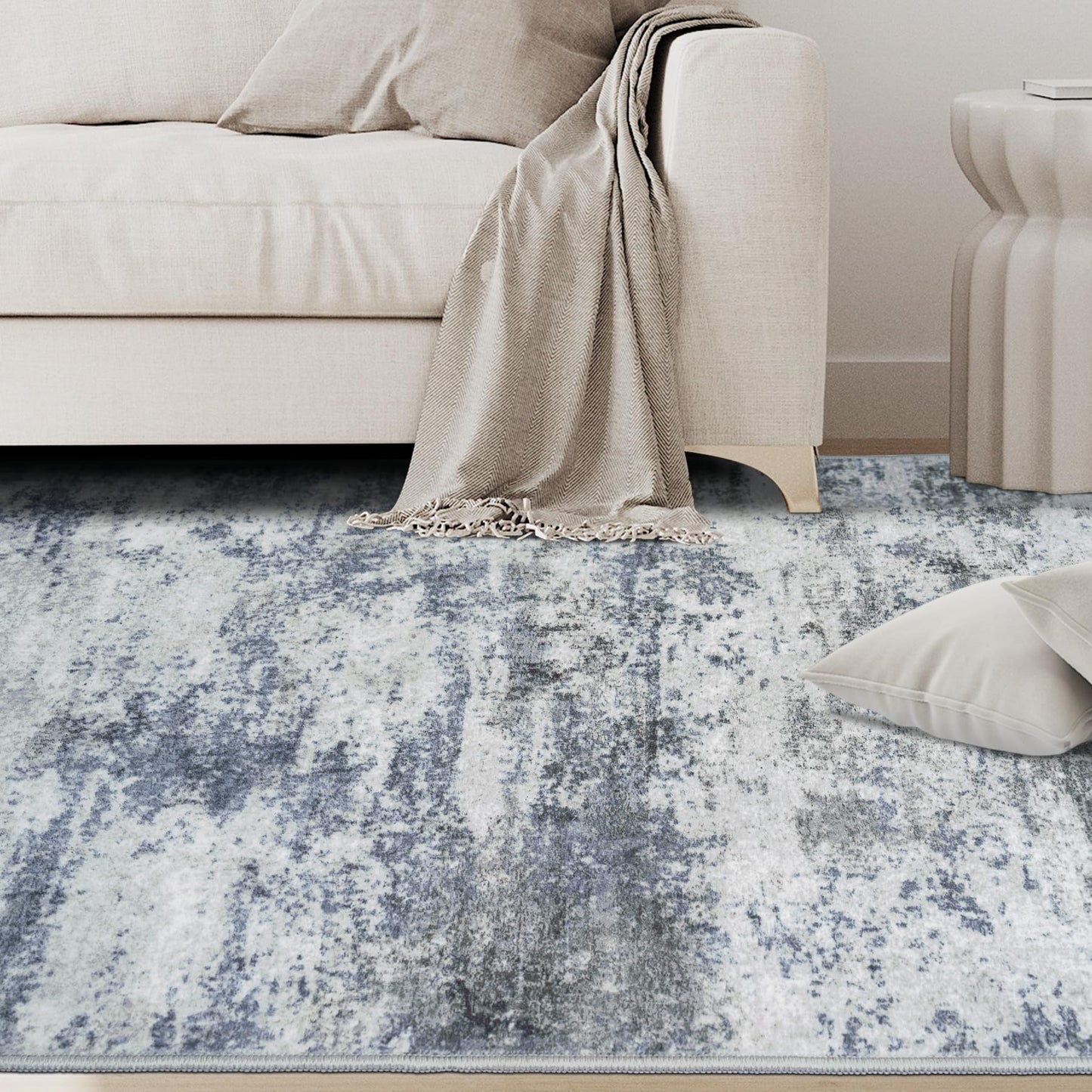 5x7 Area Rugs for Living Room Rug Washable: Abstract Tumble Large Rug for Dining Room Bedroom Carpet Non Slip 5 by 7 Indoor Modern Nursery Home Office Alfombras para Salas Modernas Blue Grey