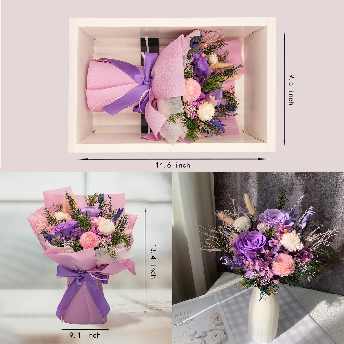 Forever Flower Gifts for Her: Romantic Flowers for Graduation-Daughter Girlfriend Wife Mom Grandma-Preserved Rose Bouquets-Flowers for Delivery Prime on Birthday Anniversary Valentines (Lilac)
