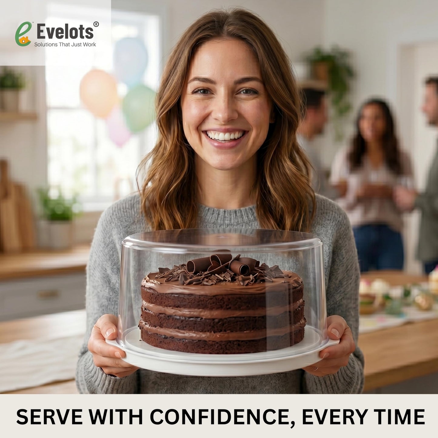 Evelots 2-Pack 10-Inch Airtight Food Storage Container with Lid - Portable Carrier for Pies, Cakes, Cupcakes & More - BPA-Free Clear Plastic - Secure & Easy Transport