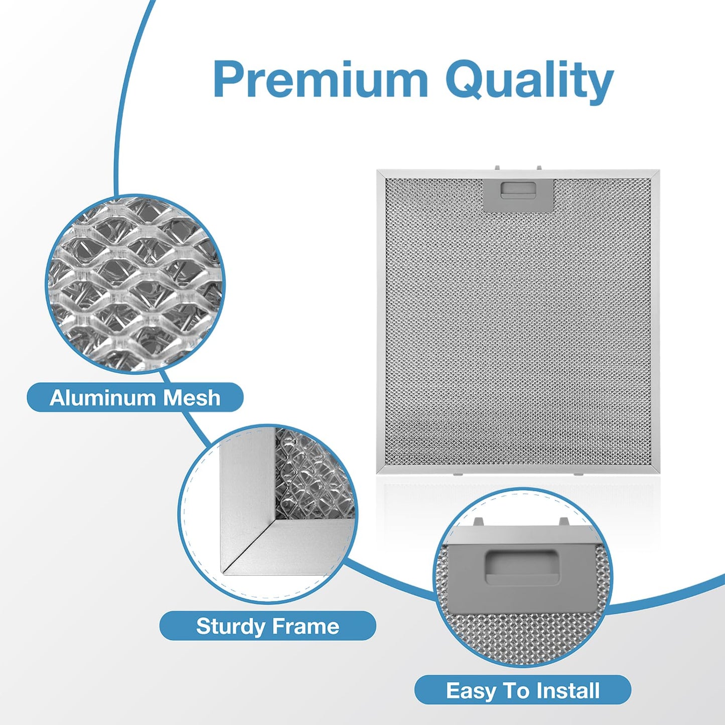 WA0575 Range Hood Filter 14-3/8" x 13-1/2" Compatible with Vissani 30-inch Pyramid or Wall Mount Range Hood, 5-Layer Aluminum Mesh Vent Filter (4 Pack)