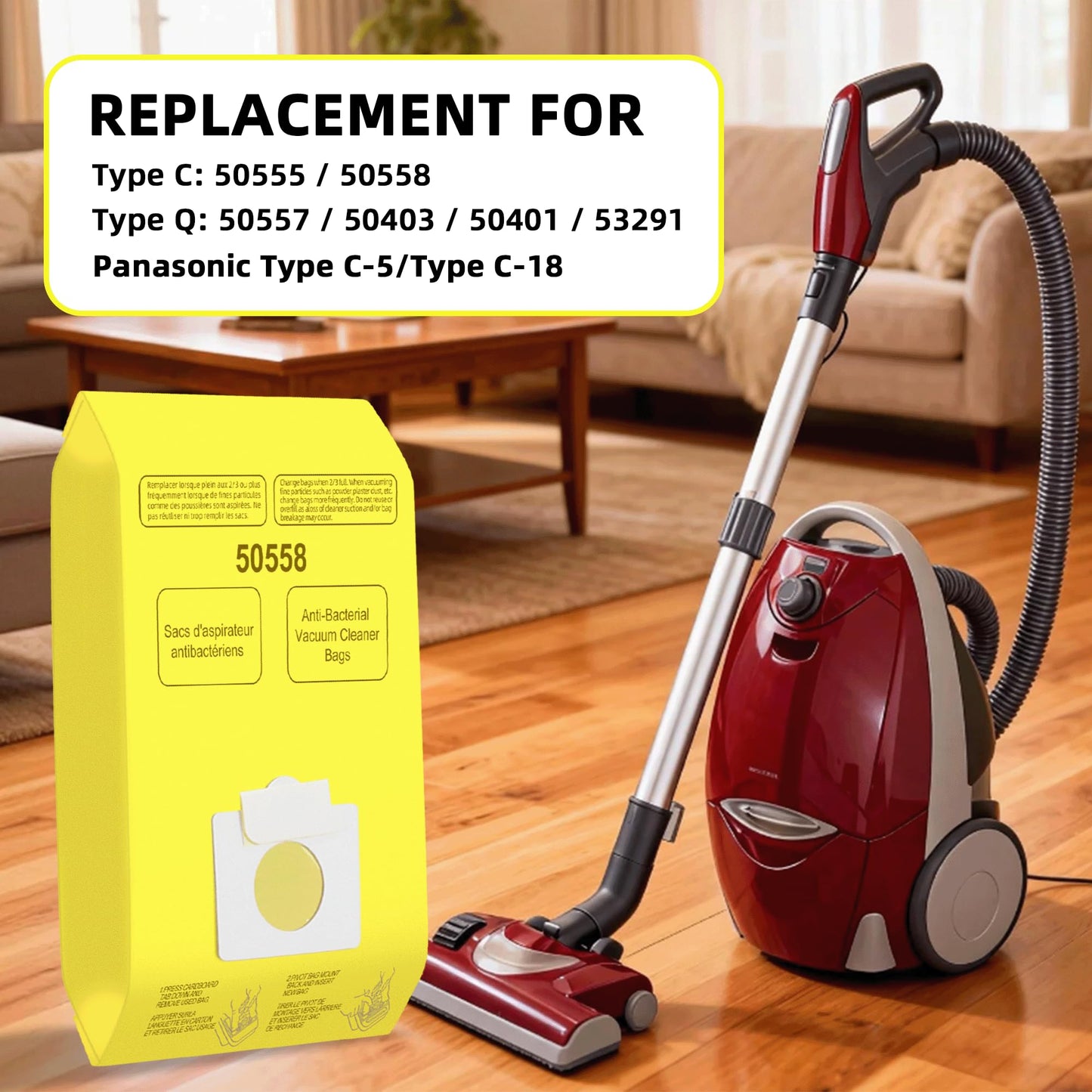 45 Pack Vacuum Cleaner Bags Replacement for Kenmore Canister Type C/Q 5055 50558, Type C-5 C-18,200 series, 400 series, 600 series, 700 series, 800 series Vacuums