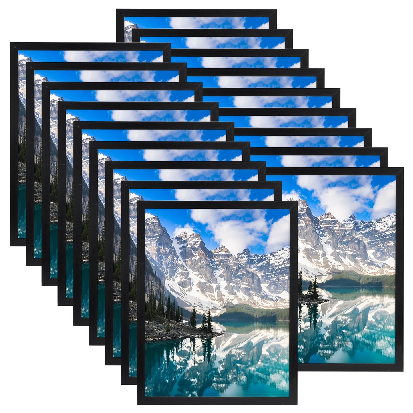 Hoikwo 18 Packs 8.5x11 Black Multi Plastic Picture Frames Set with Plastic Cover, Certificate Frames for Document Diploma Award, Light Weight Bulk 8.5 by 11 Frames Pack for Wall Hanging and Table