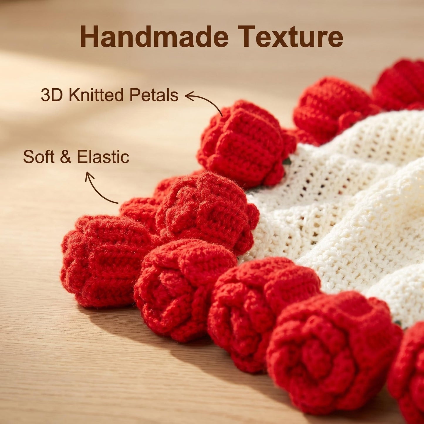 UODOR Flower Bouquet Blanket,Crochet Flower Bouquet Blanket Handmade, for Mother's Day, Valentine's Day, Birthday, Mom Grandma Home Sofa Decor (Finished Product) (Red, Small（31X31inches）)