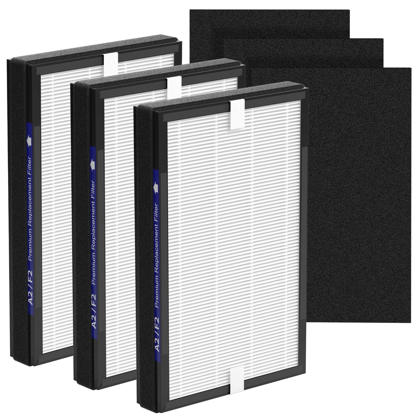 3 Packs A2 F2 Replacement Filters Compatible with 3M Filtrete Room Air Purifi-er Models FAP-C02-A2, FAP-C03-A2, FAP-T03-A2, FAP-C02WA-G2, FAP-C03BA-G2, FAP-T03BA-G2, FAP-SC02N and FAP-SC02W