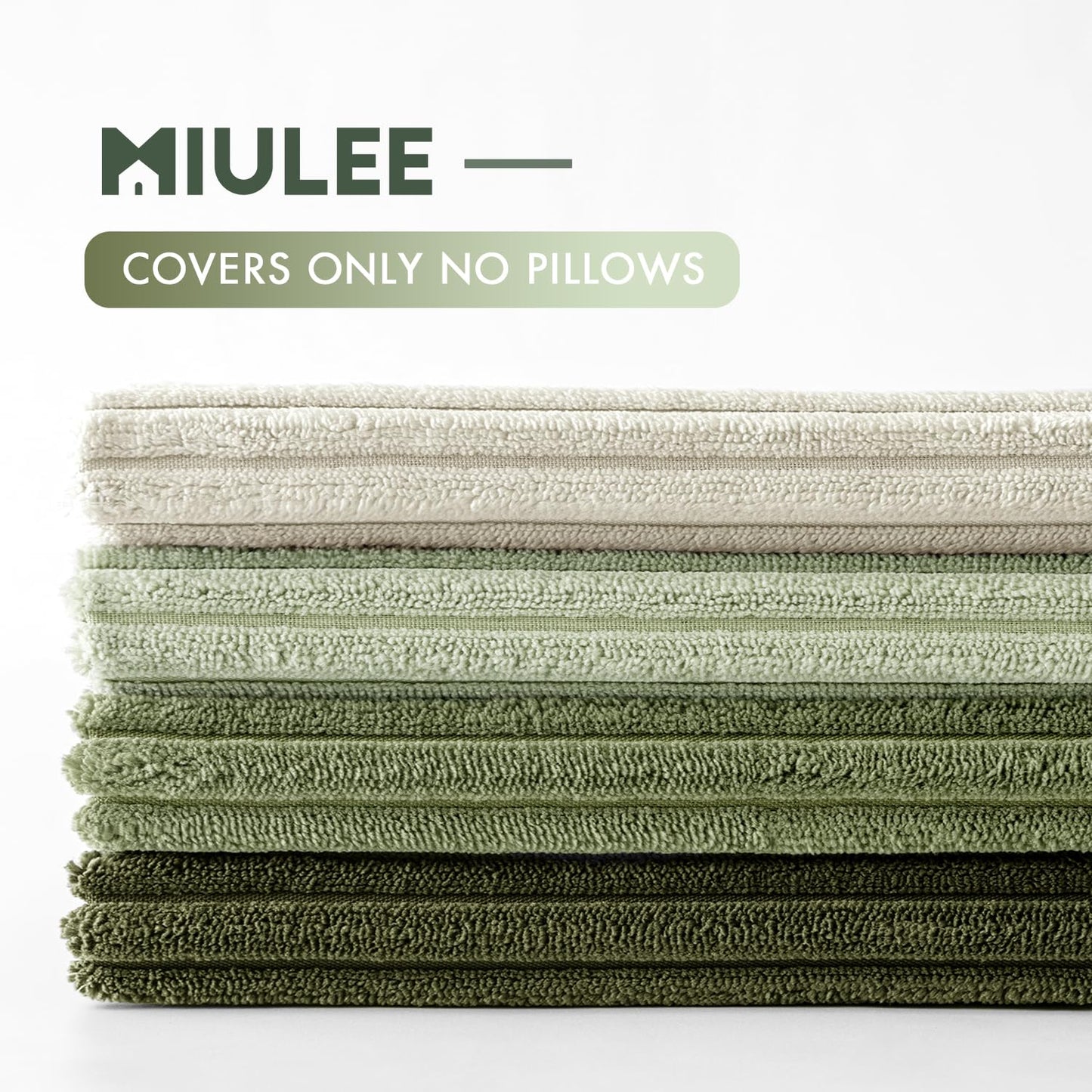 MIULEE Decorative Throw Pillow Covers Set of 4 Summer Light Green Gradient Natural Earthy Modern Classic Soft Corduroy Cushion Covers for Sofa Couch Bed Living Room Spring Home Decor 18x18 Inch