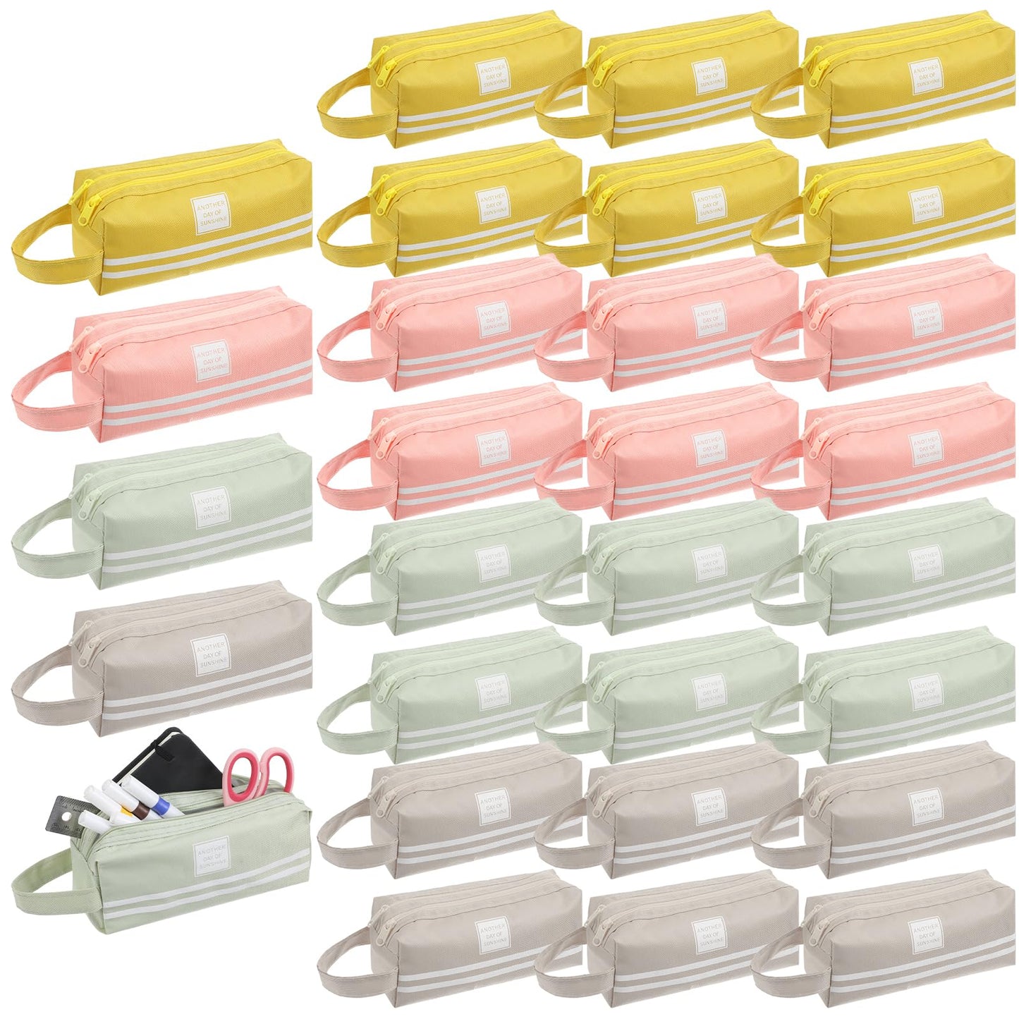 Caeuiciw 24 Pcs Cute Pencil Case Aesthetic Student Pencil Pouch Coin Pen Pouch Cosmetic Bag Office Stationery Organizer For Kids Teen School
