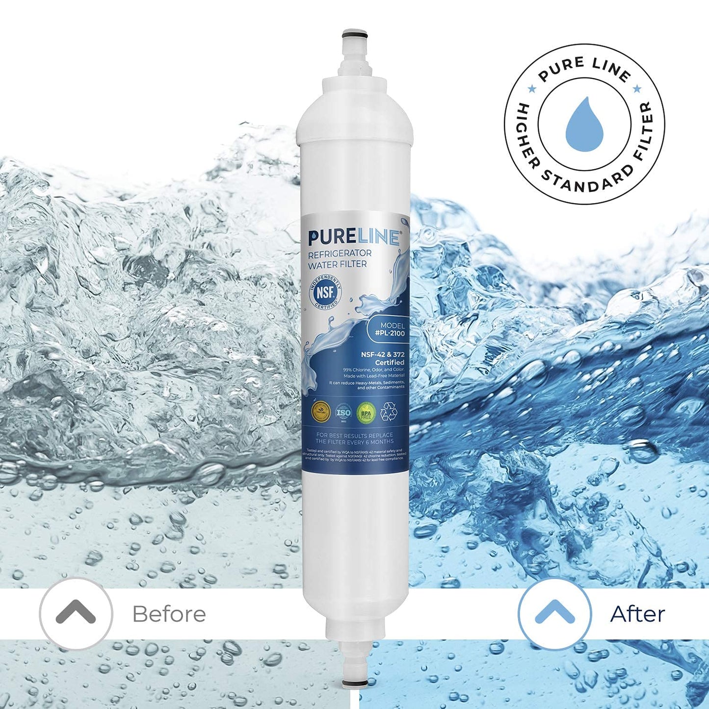 Pureline GXRTQR Inline Water Filter Replacement. Compatible with GE GXRTQR and GXRTQ. (3 Pack)