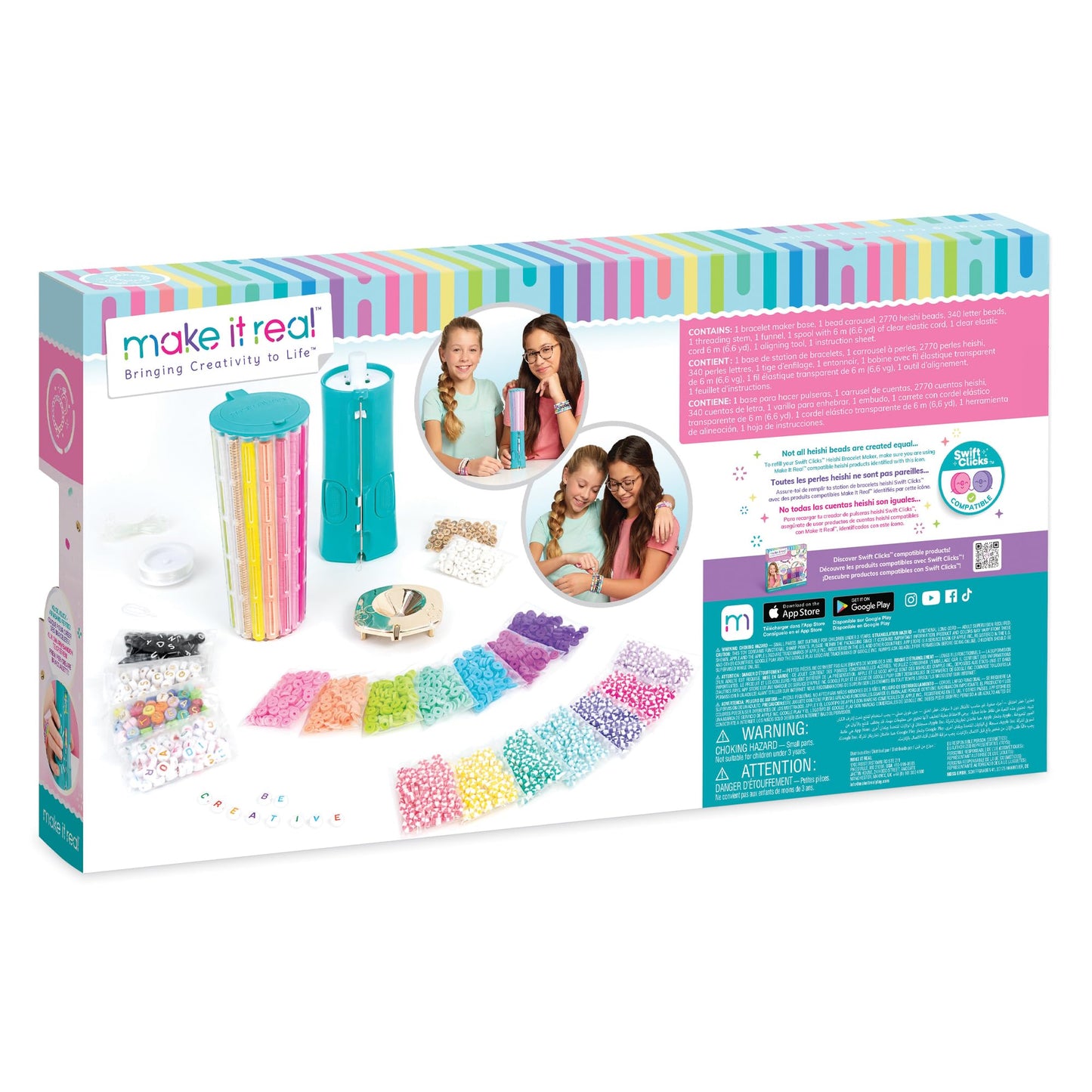 Make It Real Swift Clicks Deluxe Bracelet Studio - Create Colorful Friendship Bracelets with Swift Clicks Deluxe Design Tool - Includes Beads and Charms