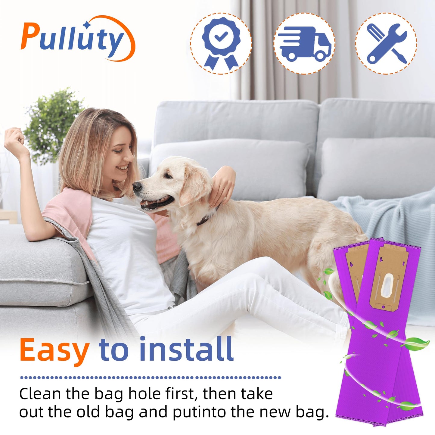Upgraded 12 Pack Type CC HEPA Upright Vacuum Cleaner Bags AK1CC6H Replacement for All Oreck Elevate Models X3,X5,XL7,XL21,2000,3000,4000,8000,9000 series by Pulluty,Replaces Part # CCPK8DW, AK1CC6A