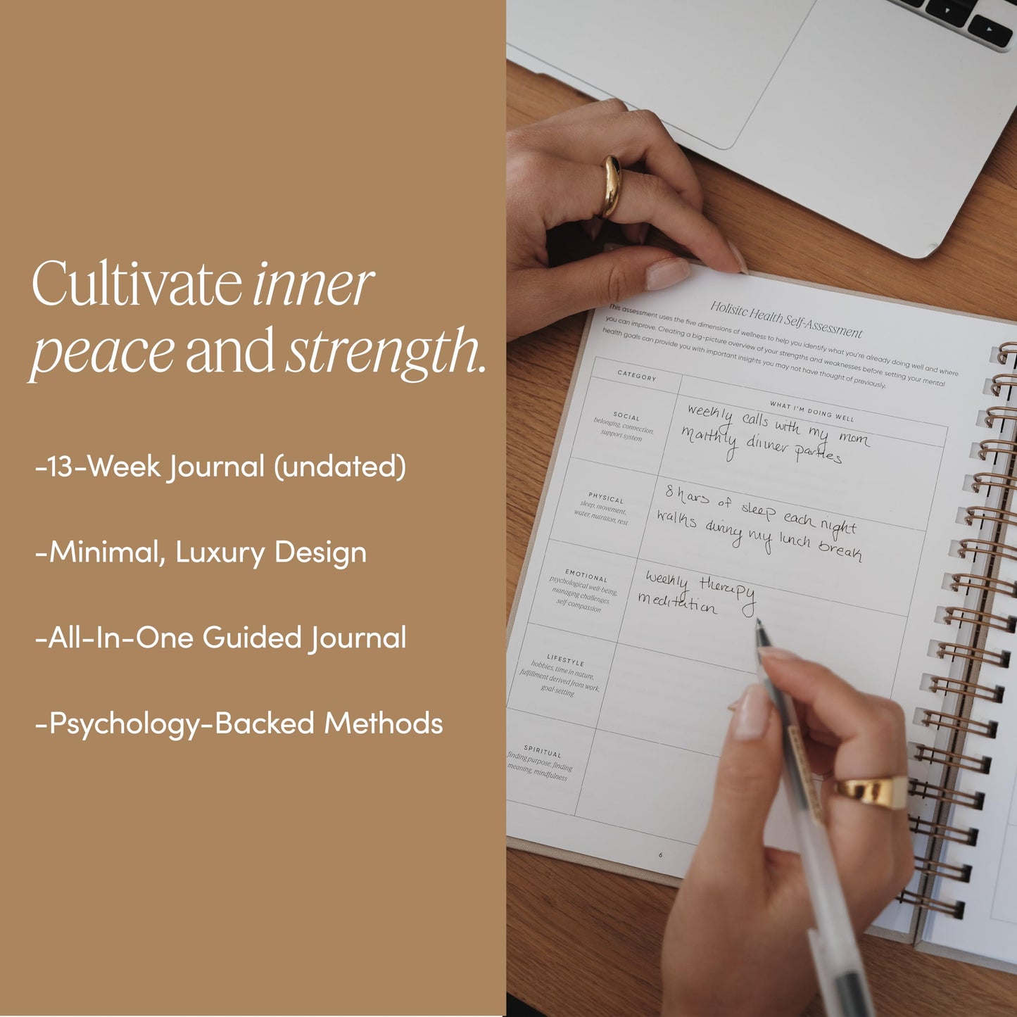 The Inner Work Journal: Mental Health Journal to Relieve Anxiety & Depression for Men & Women With Prompts - Guided CBT Journal for Inner Child Healing, Mindfulness, Reflection, and Stress Relief (Sand)