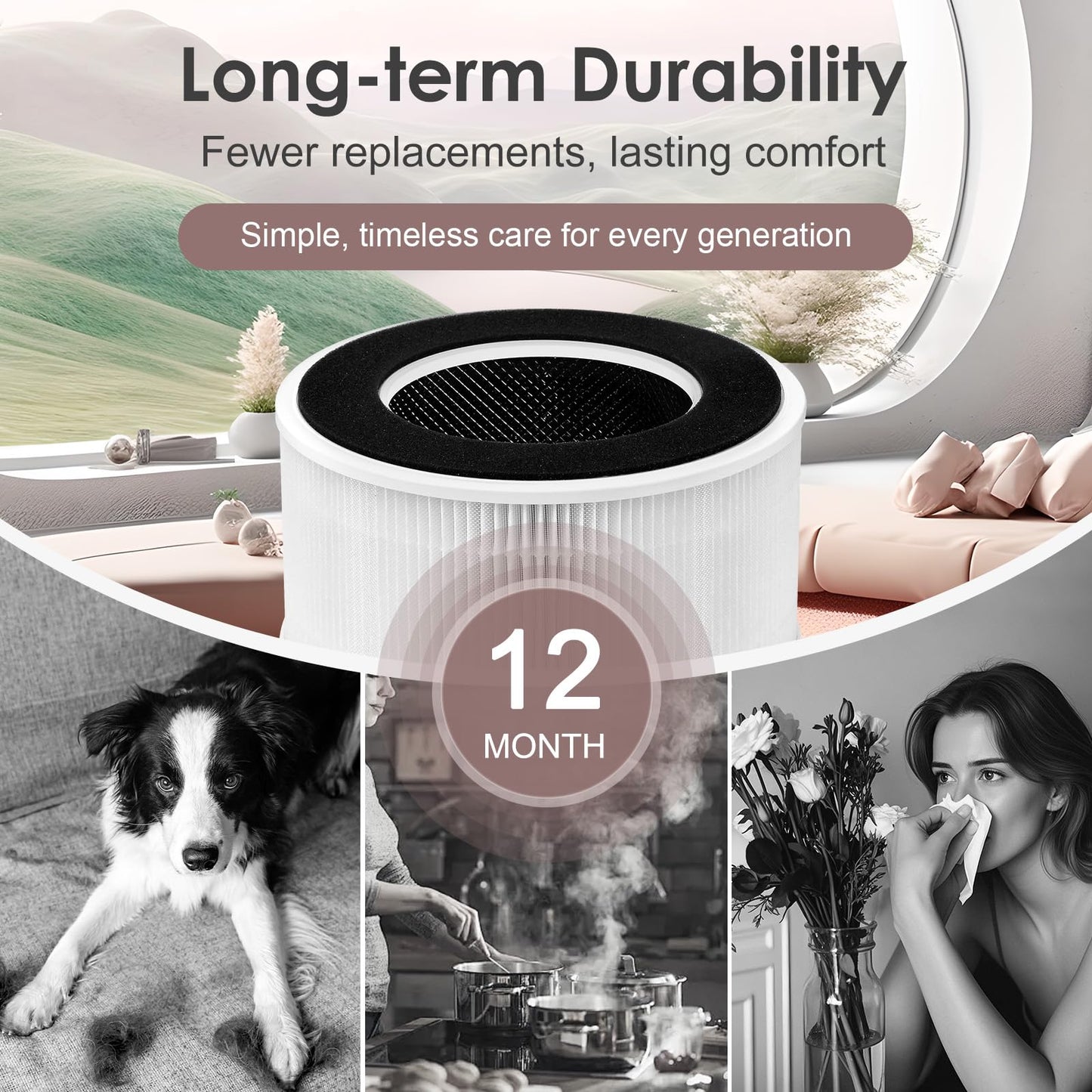 HSIAMEN [2-Pack] AP-T65FL Replacement Filter Compatible with HoMedics Air Purifier AP-T65 AP-T65-GY AP-T63, 3-in-1 H13 True HEPA Activated Carbon
