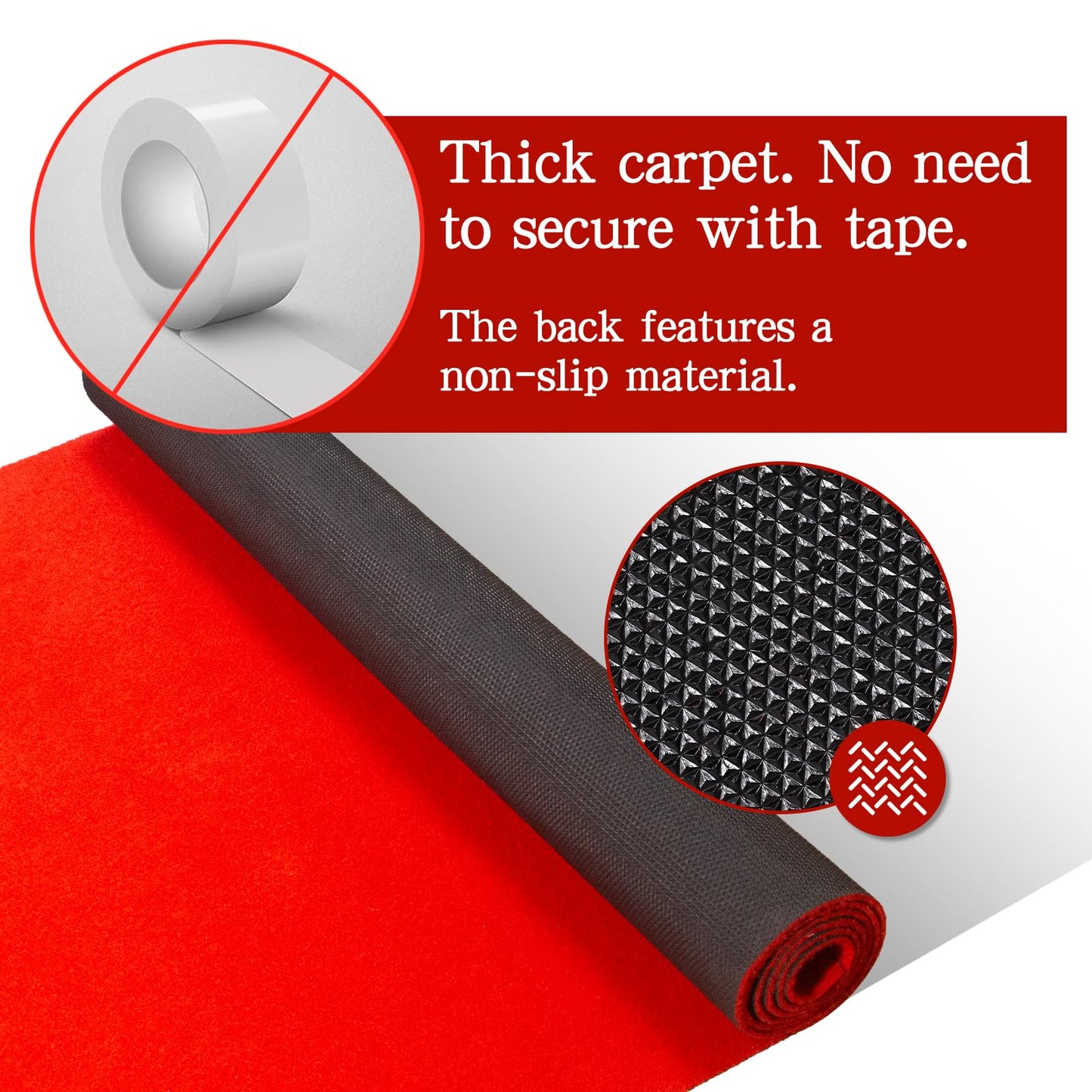 Red Carpet Runner 3x10 Feet, Non-Slip Waterproof Aisle Rug with Rubber Backing, Rolled Shipping, No Creases, Perfect for Weddings, Parties, Events, Banquets & Hollywood Runway