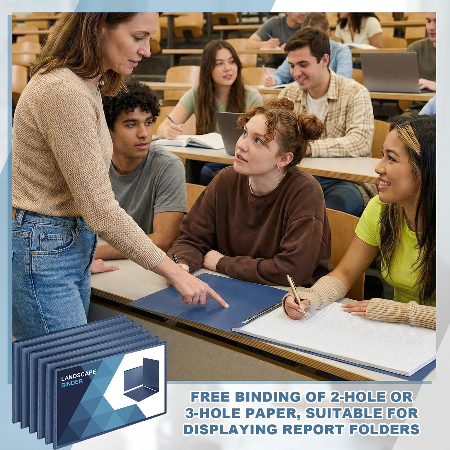 12 Pcs 11'' x 17'' Portfolio Binder Bulk with Fastener, 3" Capacity Presentation Binder Folder Plastic Report Covers with Clear Pocket for School Portfolio Business Document Storage Proposals(Blue)
