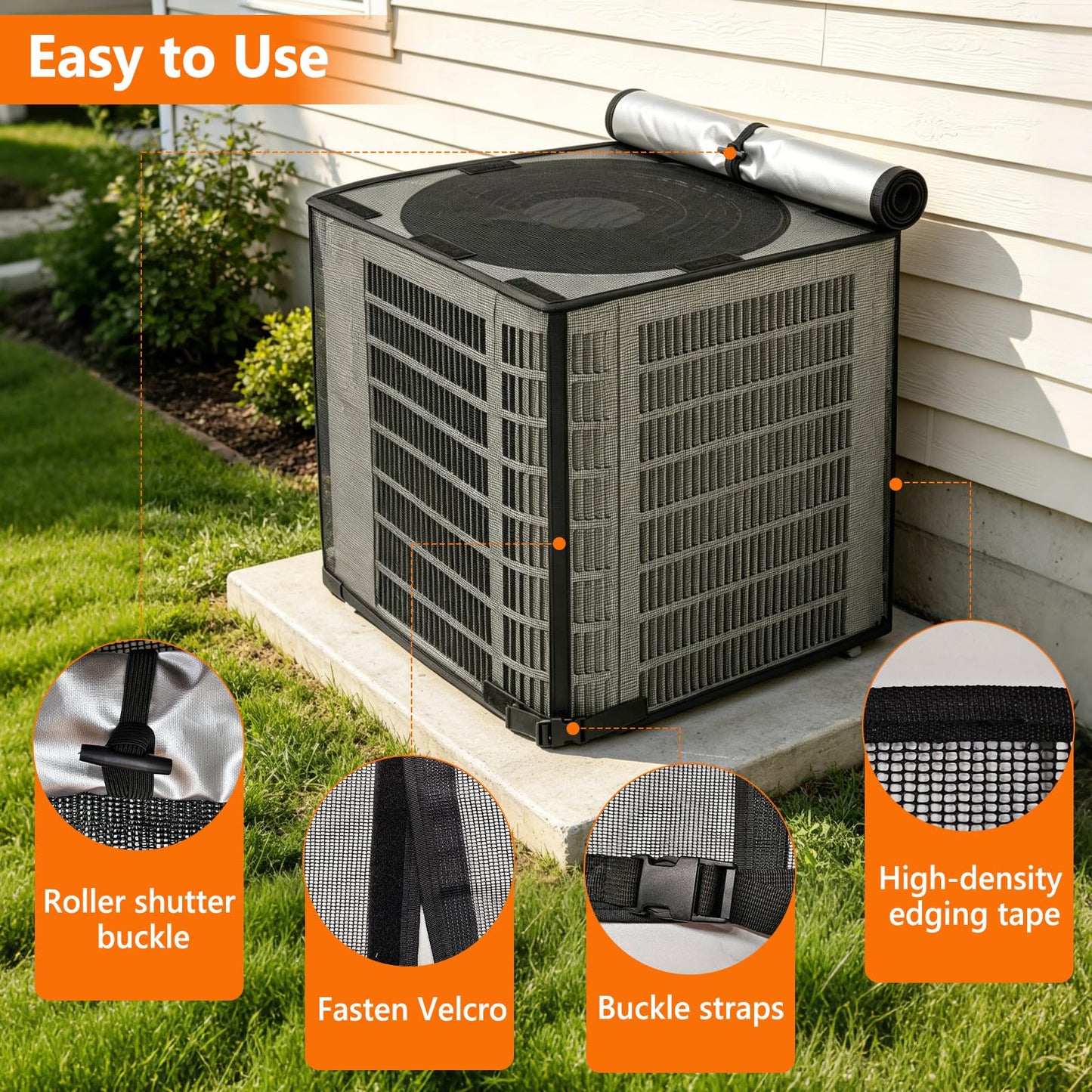 STARTWO 2 in 1 Full Mesh Air Conditioner Covers for Outside with Detachable Waterproof Fabric Top,All Season Outdoor AC Units Cover Against Leaves,Debris,Ice,Snow,36x36x40in