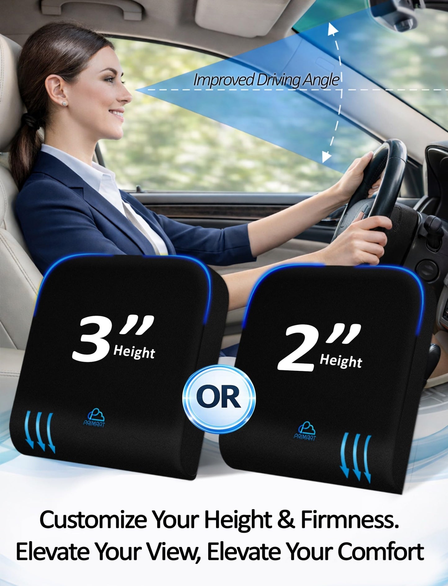 Adjustable Memory Foam Seat Cushion, Custom Height & Firmness, Ergonomic Office Chair Cushion for Back, Coccyx, Sciatica & Tailbone Pain Relief – Ideal for Office Chair, Car Seat, Wheelchair, Recliner