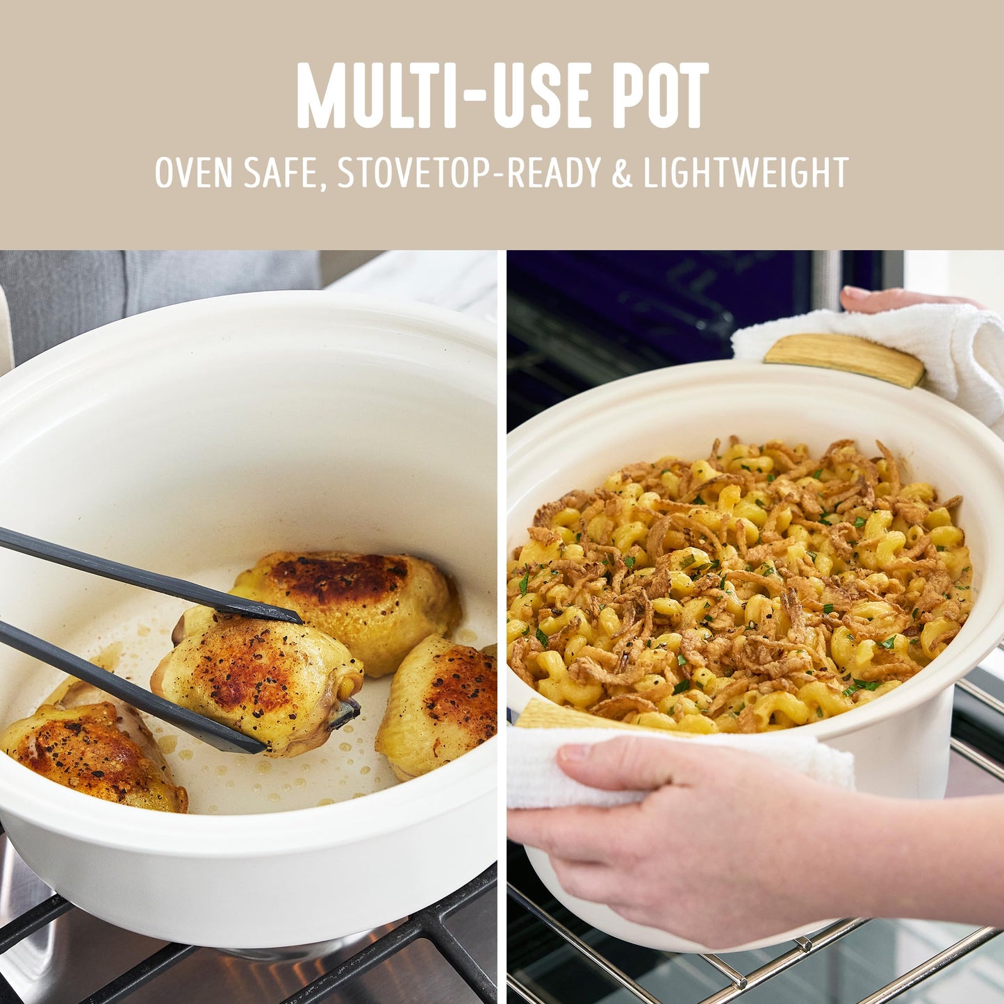 GreenLife 3.5QT Slow Cooker, PFAS-Free Non-Toxic Ceramic Nonstick Removable Interior Bowl, Programmable, Keep Warm, Stovetop & Oven Safe Pot, Dishwasher Safe Crock & Glass Lid, Cream