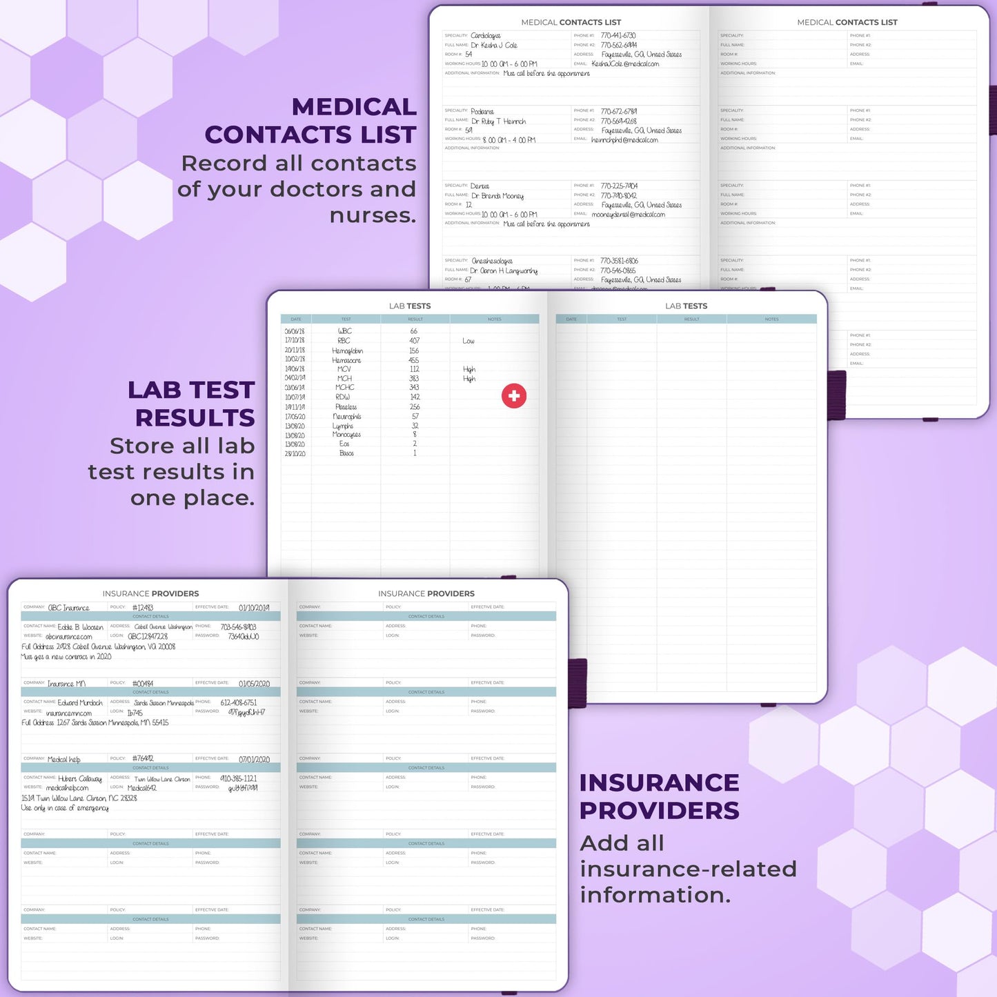 Clever Fox Large Medical Planner 12-Month – Medical Notebook, Health Diary, Wellness Journal to Track Health – 12 Months, 7x10.5″ (Purple)