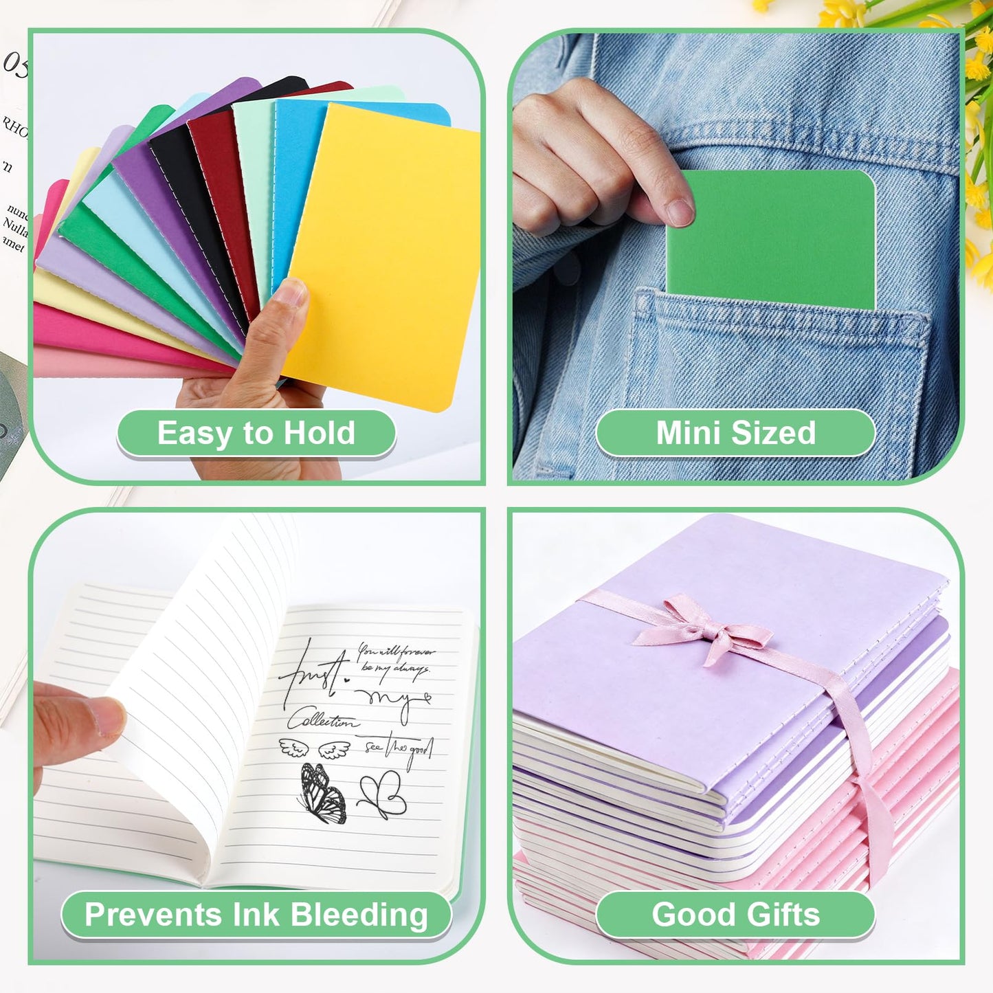 Bgtecho 120 Pack Notebooks Bulk, 3.5 x 5.5 In Mini Pocket Notepads, Colorful Cover Notebooks, Portable Small Lined Notepad, Mini Journals for Home Office Travel Gift, 12 Colors, 30 Sheets/60 Pages
