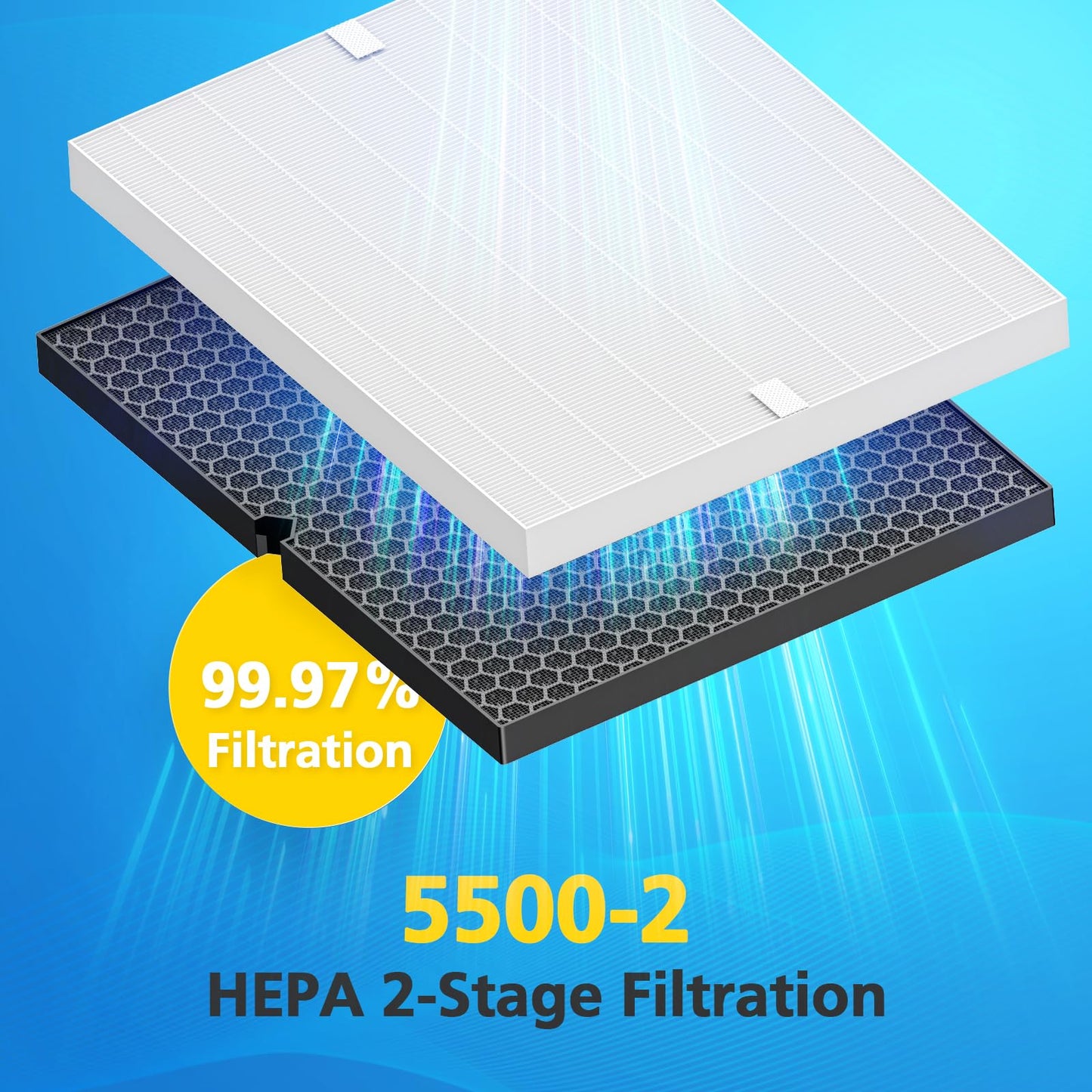 116130 Replacement Filter H Compatible with Winix 5500-2 PlasmaWave and AM80 Air Purifier, 4 Pack Replacement HEPA Filter Only