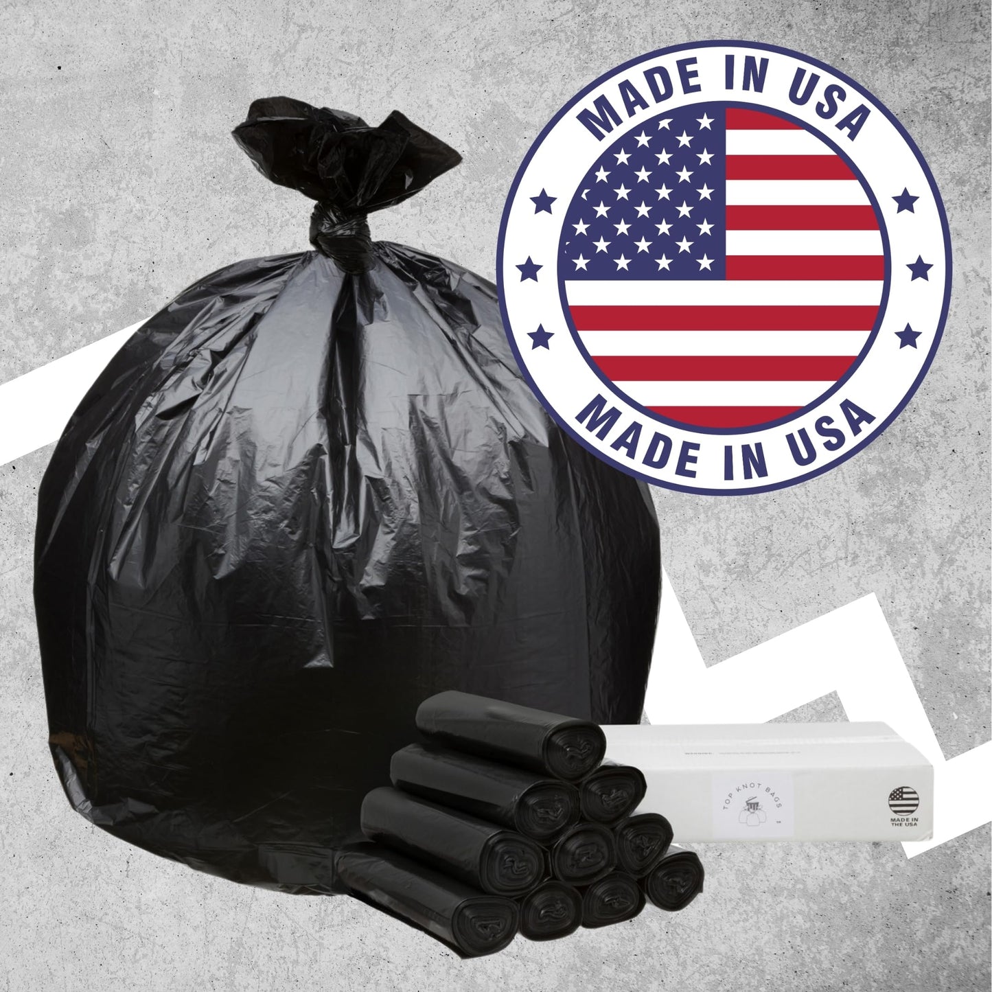 Top Knot Bags 45 Gallon Garbage Trash Bag 40X46" 1.5 Mil Black 100 Count Can Liner Bulk 40 Gallon 41 Gallon 42 Gallon 43 Gallon 44 Gallon Made in USA