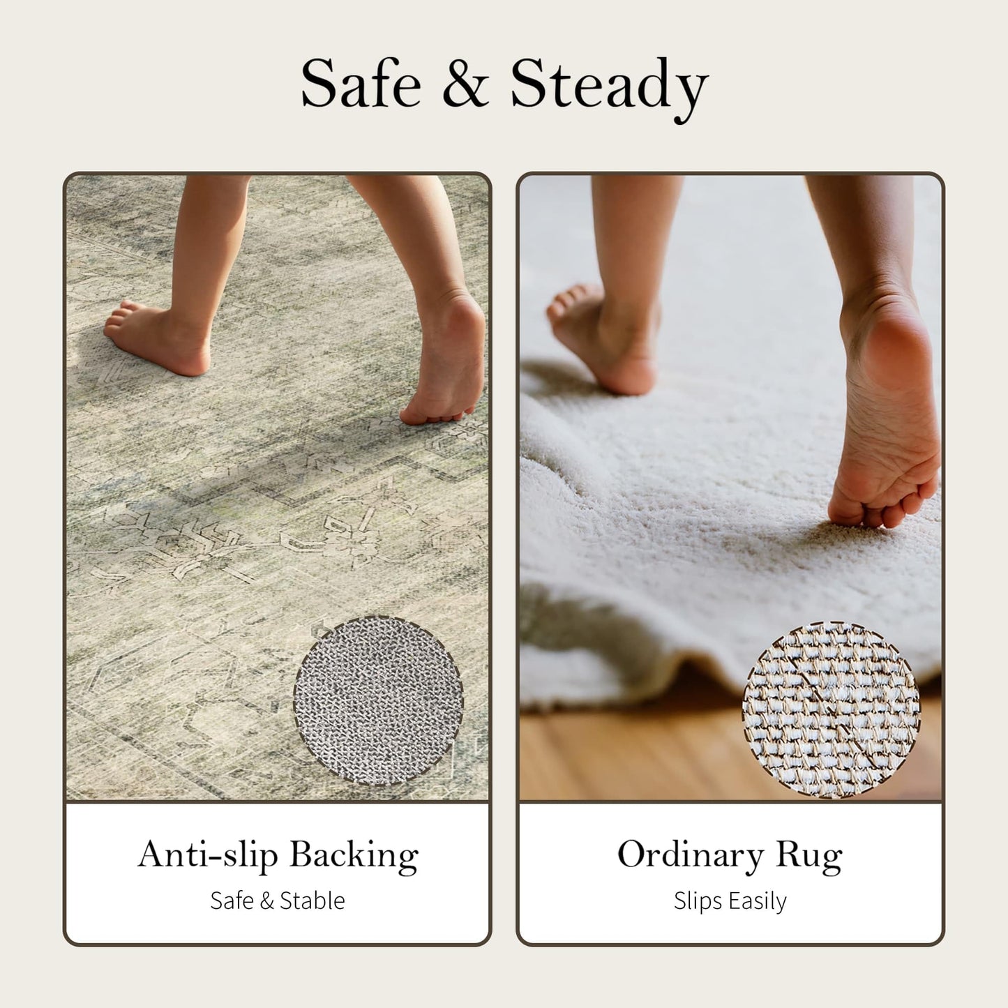 OHWPEAT Green Area Rugs for Living Room, 6x9 Washable Rugs for Bedroom, Dining Room, Kitchen, Boho Indoor Soft Large Rug for Classroom, Playroom, Non Slip Low Pile Distressed Carpets for Dorm Office