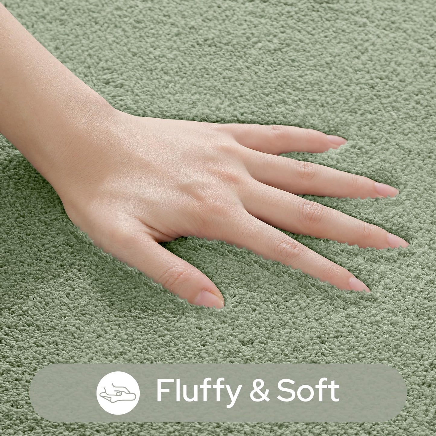 HOMEIDEAS Upgraded Bathroom Rugs Set 3 Piece, Extra Thick Absorbent Soft Memory Foam, Washable Toilet Bath Mat (Sage Green,17"x24"+20"x32"+U Shape 20"x24")