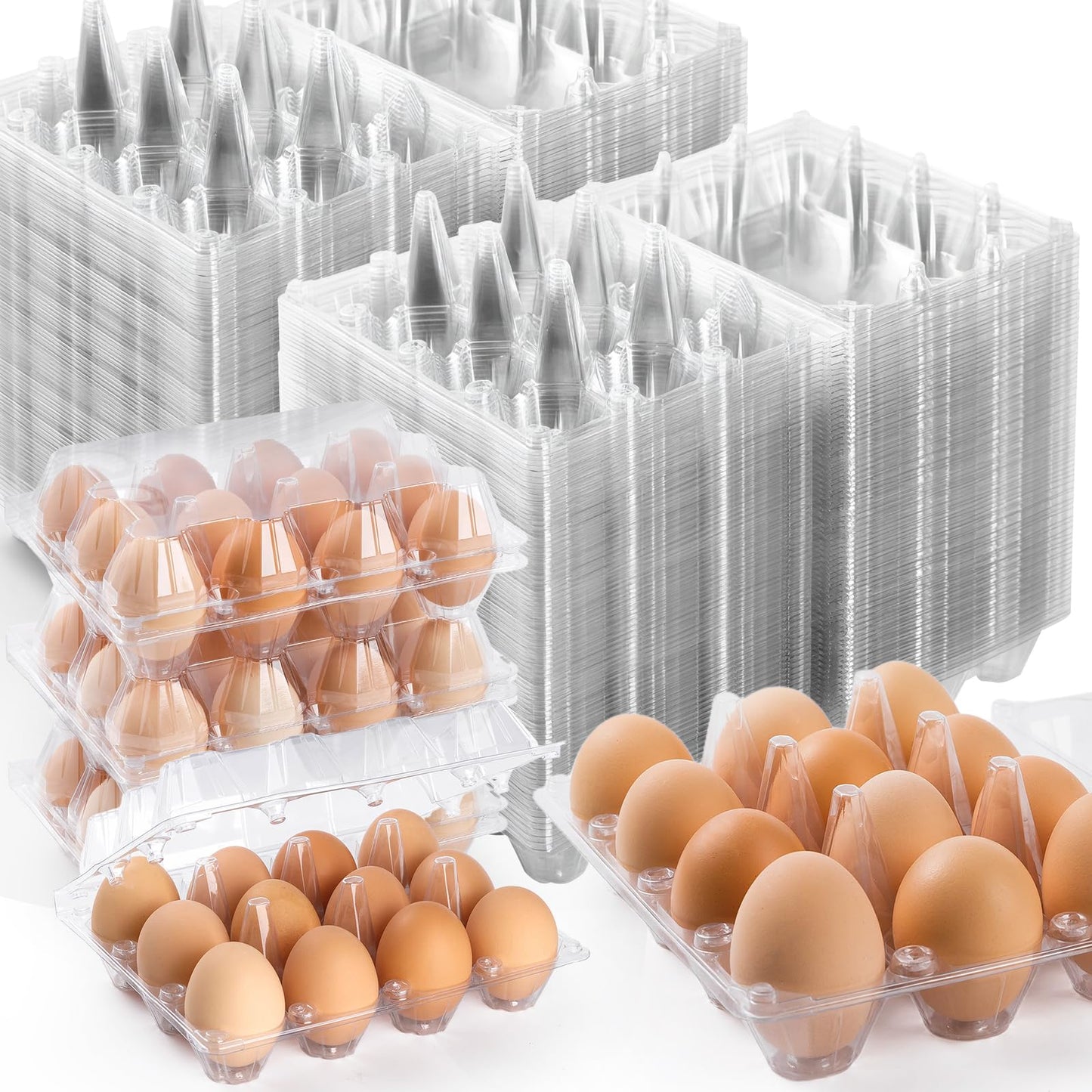 120 Pack Egg Cartons 12 Count, Plastic Egg Cartons Cheap Bulk for Fresh Eggs, Reusable Egg Holder Egg Trays for Home and Farmer's Markets Display, Medium Egg Containers for Refrigerator