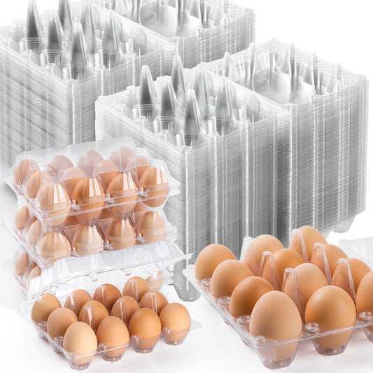 120 Pack Egg Cartons 12 Count, Plastic Egg Cartons Cheap Bulk for Fresh Eggs, Reusable Egg Holder Egg Trays for Home and Farmer's Markets Display, Medium Egg Containers for Refrigerator