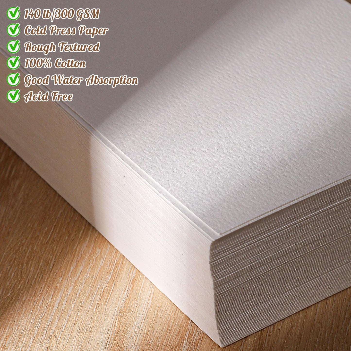 120 Sheets Watercolor Paper 8.5 x 11, 140 lb/300 GSM Cold Press Watercolor Paper Bulk White Water Color Paper for Kids Child Students Adults Artists Drawing