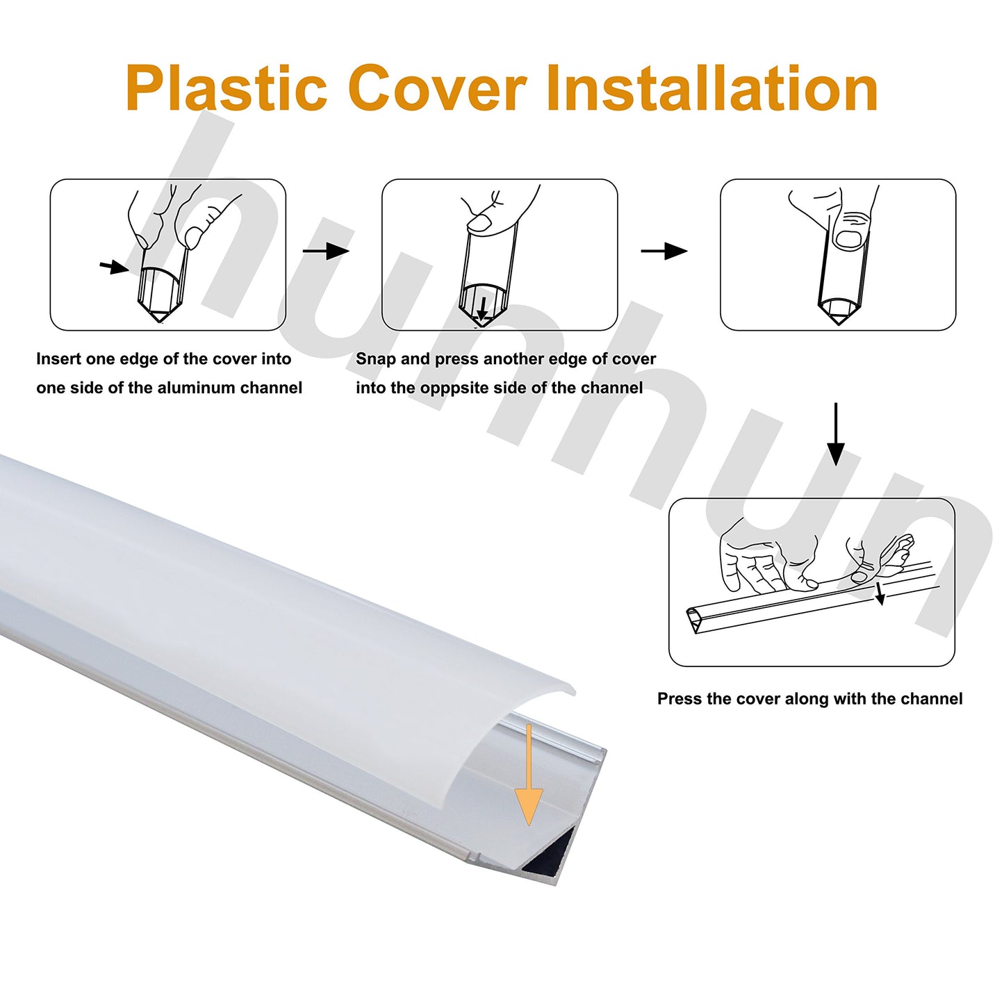 hunhun 20-Pack 3.3ft/1Meter V Shape LED Aluminum Channel System with Milky Cover, End Caps and Mounting Clips, Aluminum Profile for LED Strip Light Installations, Very Easy Installation