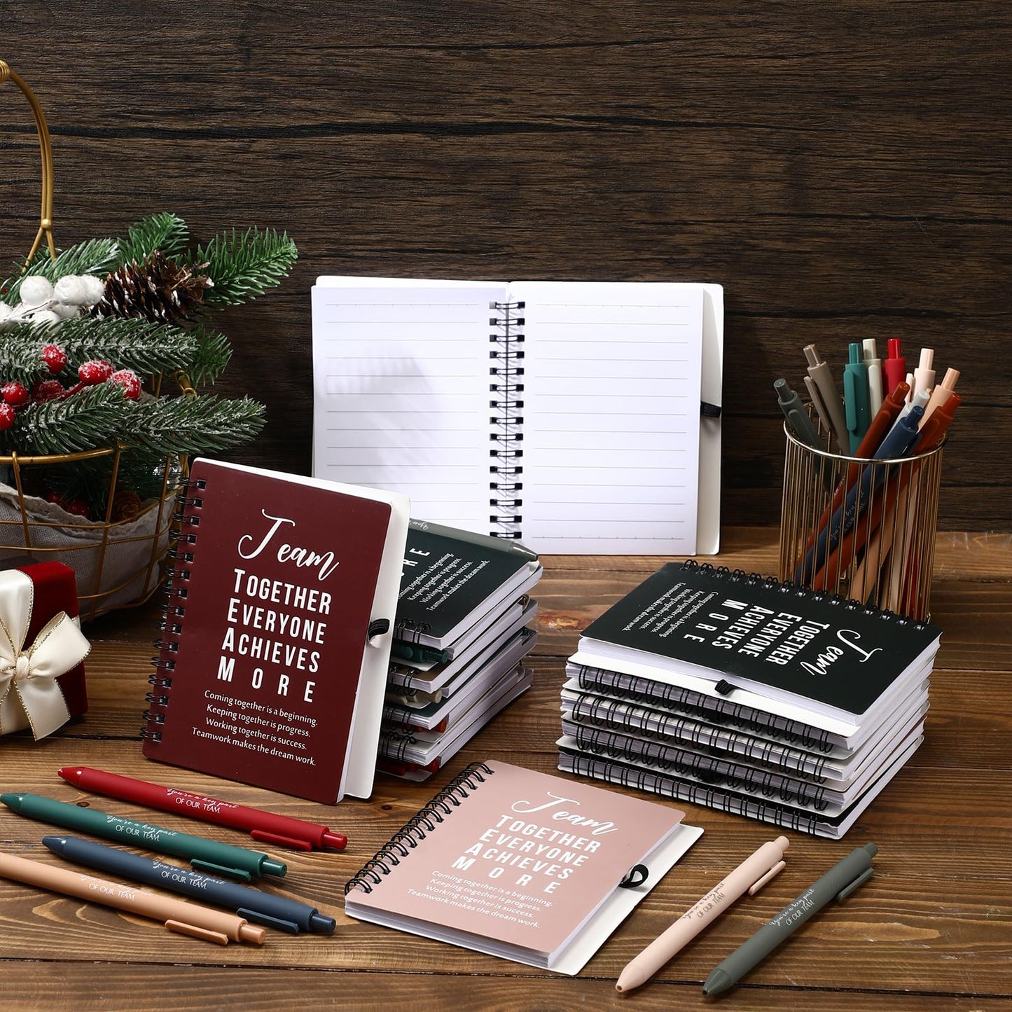 Jetec 25 Sets Employee Appreciation Gifts Bulk Inspirational Spiral Notebooks Journals with Ballpoint Pen Thank You Gifts for Team Coworker Staff Office Nurse(Team)