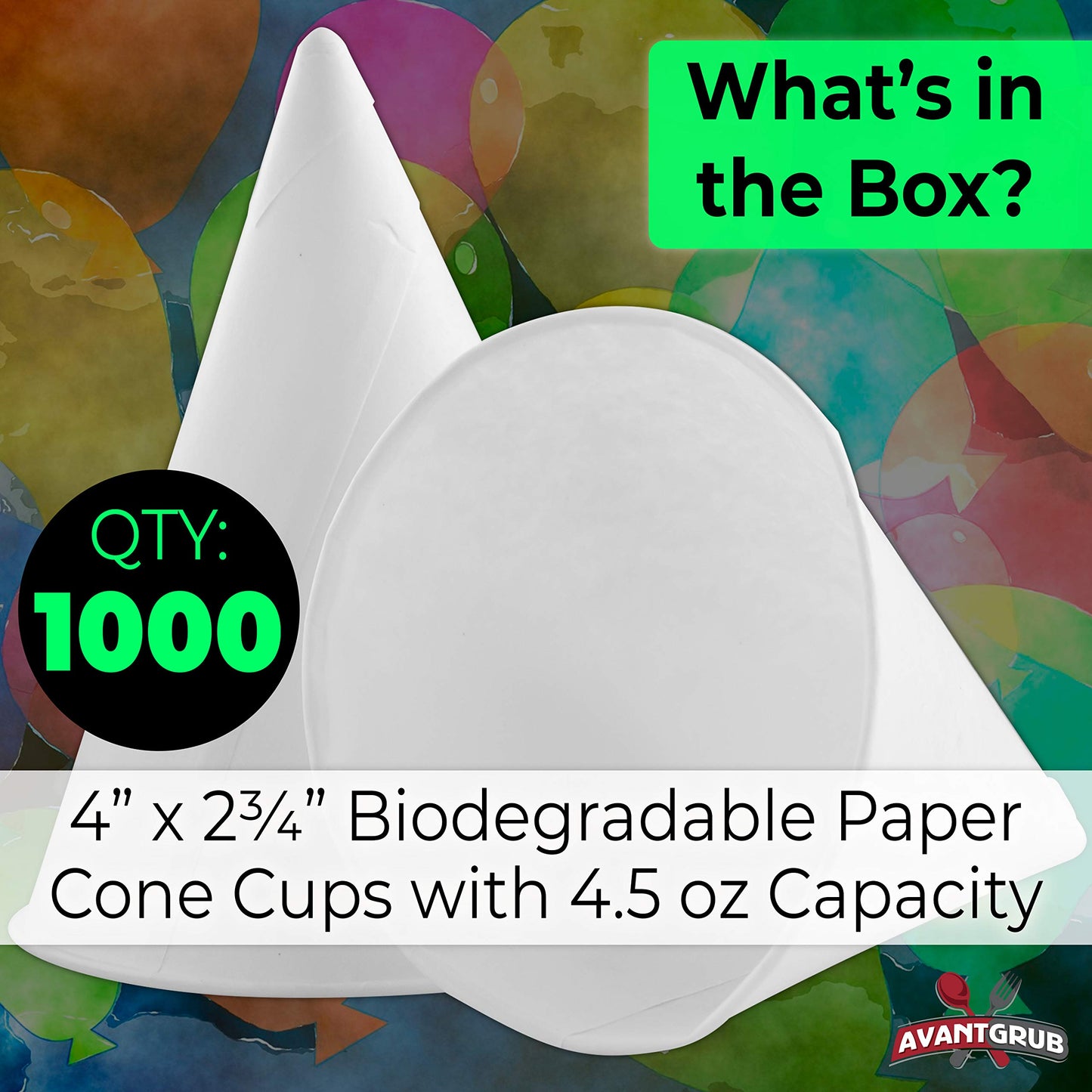 Eco-Friendly Small White Paper Cone Cups 1000 Pk. Wax Free Dispenser Cups for Shaved Ice, Office Water Coolers, Sports Teams or Fundraisers. Disposable Craft Funnel for Oil or Protein Powder Drink.