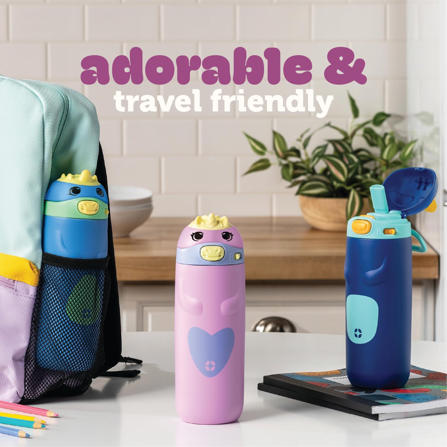 Ello Ellies 12oz Vacuum Insulated Stainless Steel Kids Water Bottle with Straw and Built-in Carrying Handle and Leak-Proof Locking Lid for School Backpack, Lunchbox and Outdoor Sports, Lamb Princess