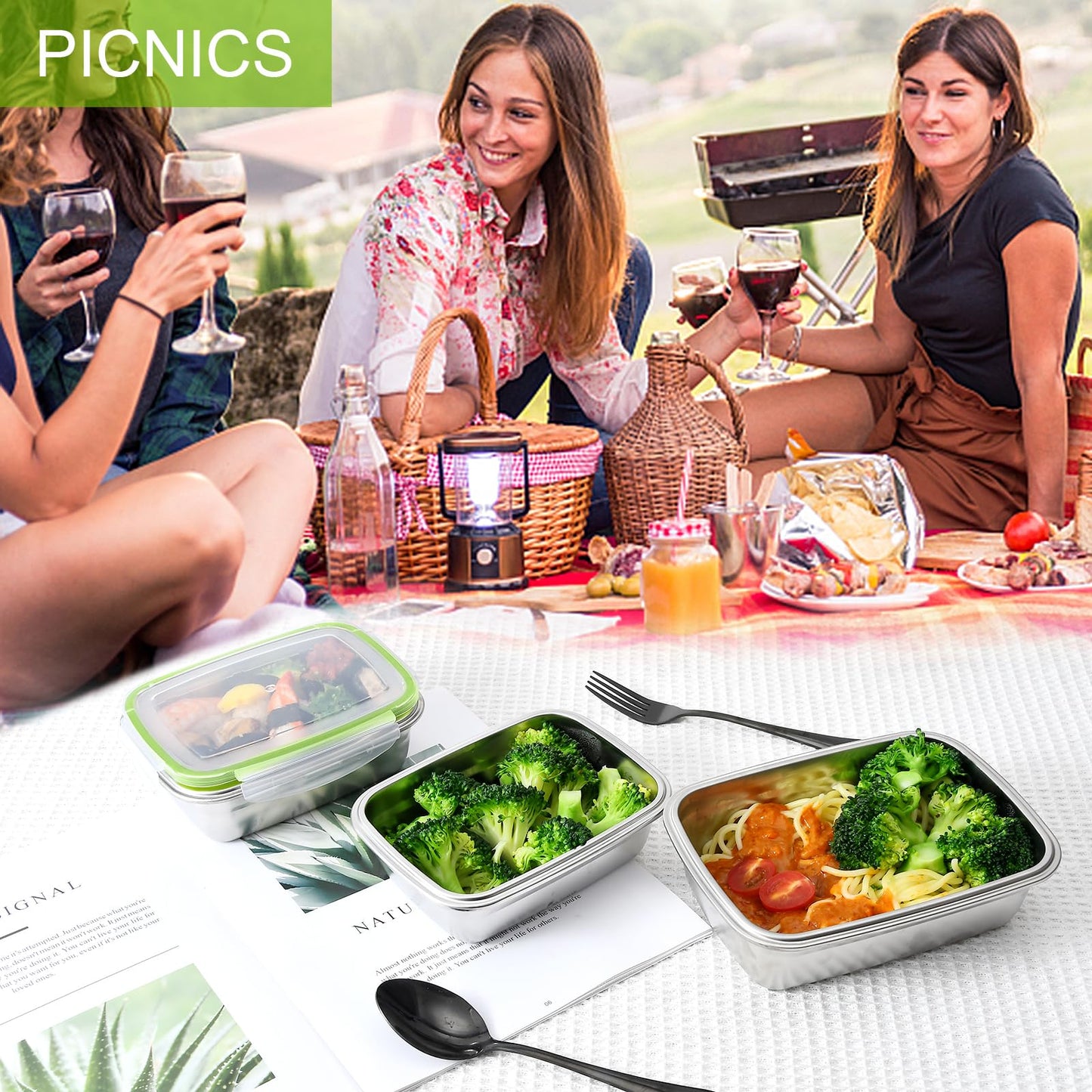 UPTRUST Stainless Steel Food Storage Containers | Leak Proof & Airtight Lids | Set of 9 Containers, Dishwasher & Freezer Safe