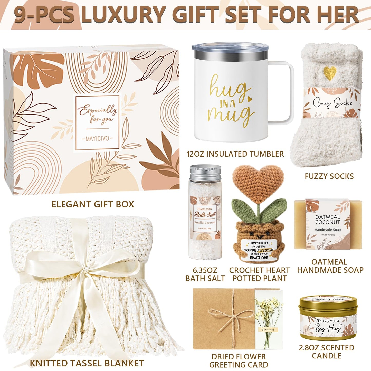 Self Care Gifts Get Well Soon Gift Baskets for Women, Birthday Gifts for Women Care Package, Unique Sympathy Gift Basket Spa Thinking of You Inspirational Gift Set for Mom Her Wife Best Friend Sister