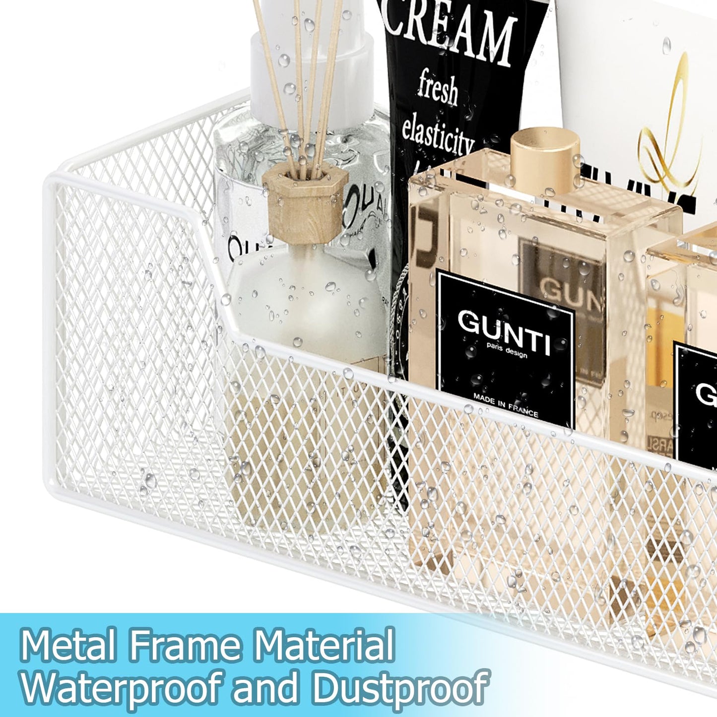 Hongtamoya Over The Door Organizer, Metal Hanging Door Organizer with 6 Adjustable Baskets and 5 Hooks, Behind The Door Storage for Closet Pantry Cabinet Kitchen Bathroom Bedroom, White