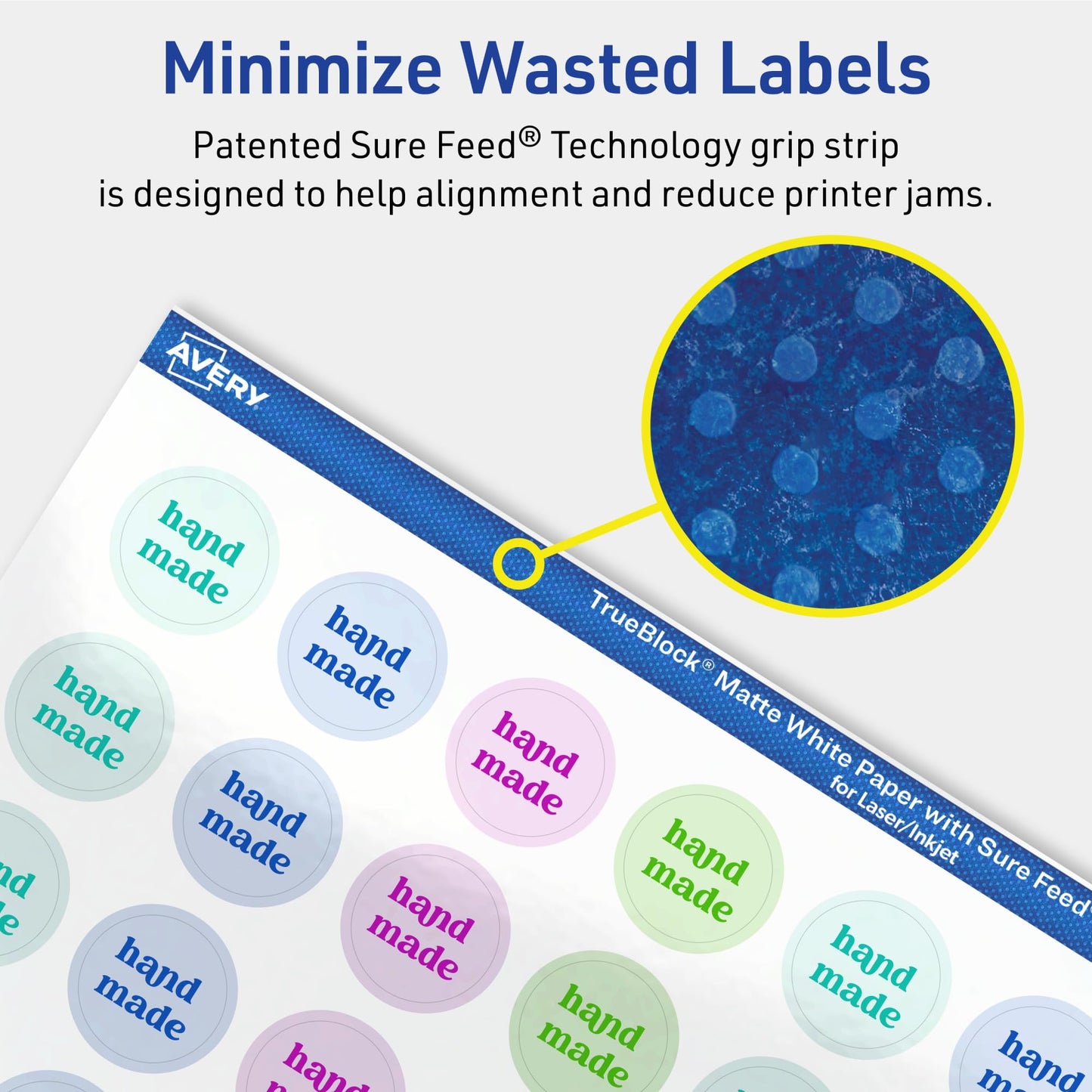 Avery TrueBlock Matte White Round Labels with Sure Feed, 0.75" Diameter, 4,000 Matte White Labels, Print-to-the-Edge, Laser/Inkjet Printable Labels, Great for Product Labels and Price Stickers