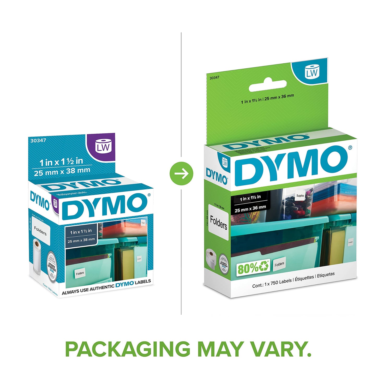 DYMO Authentic LW Library Book Spine Labels, for LabelWriter Printers, White, 1" x 1-1/2", 1 Roll of 750