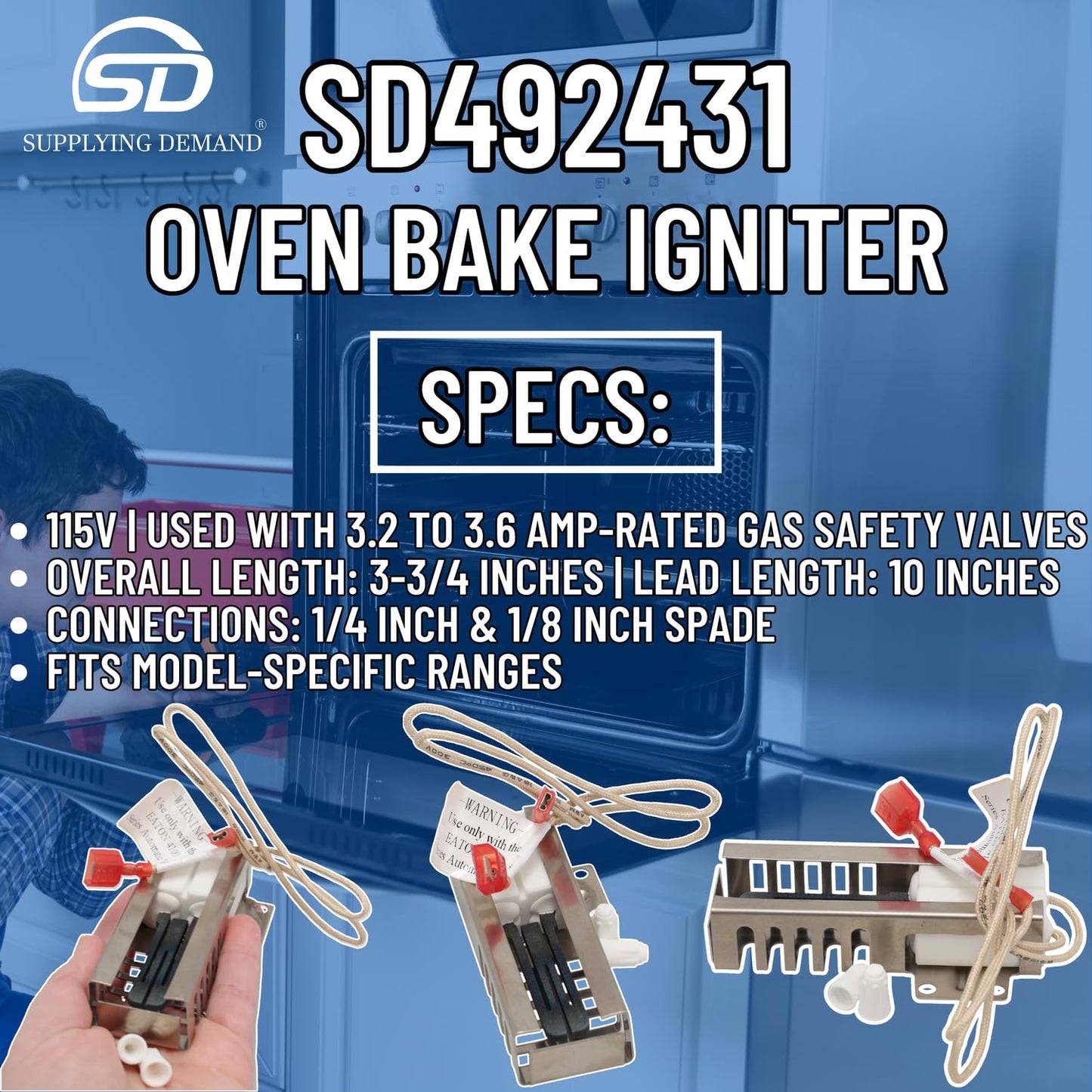 Supplying Demand 00492431 00487383 Gas Range Igniter Replacement Model Specific Not Universal
