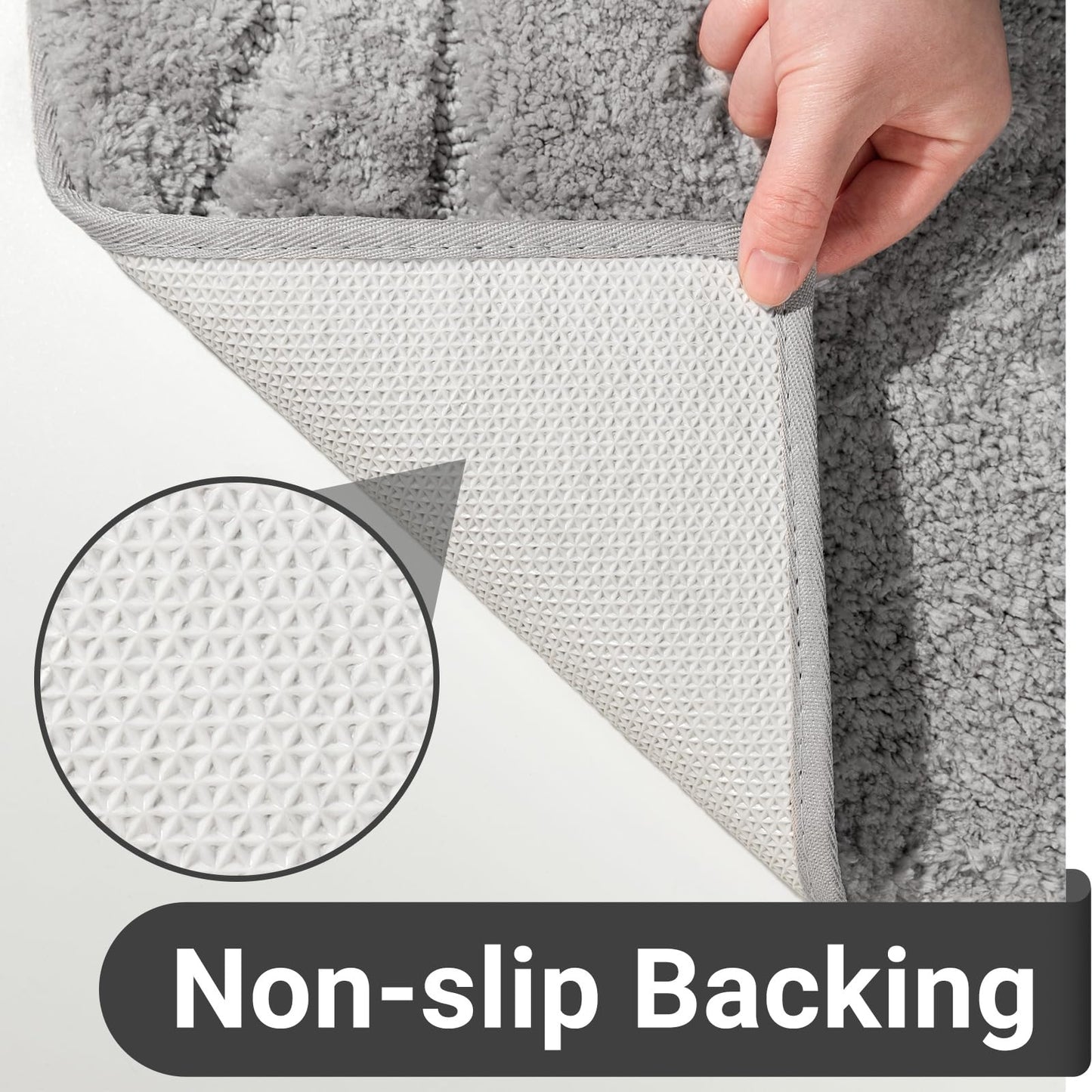 DEXDE Bathroom Rugs Runner 24 x 72 Inch, Extra Long Bathroom Rug Non-Slip Machine Washable Bath Mats Grey Silver Soft Carpets for Floor, Tub and Shower, Home Decor Accessories