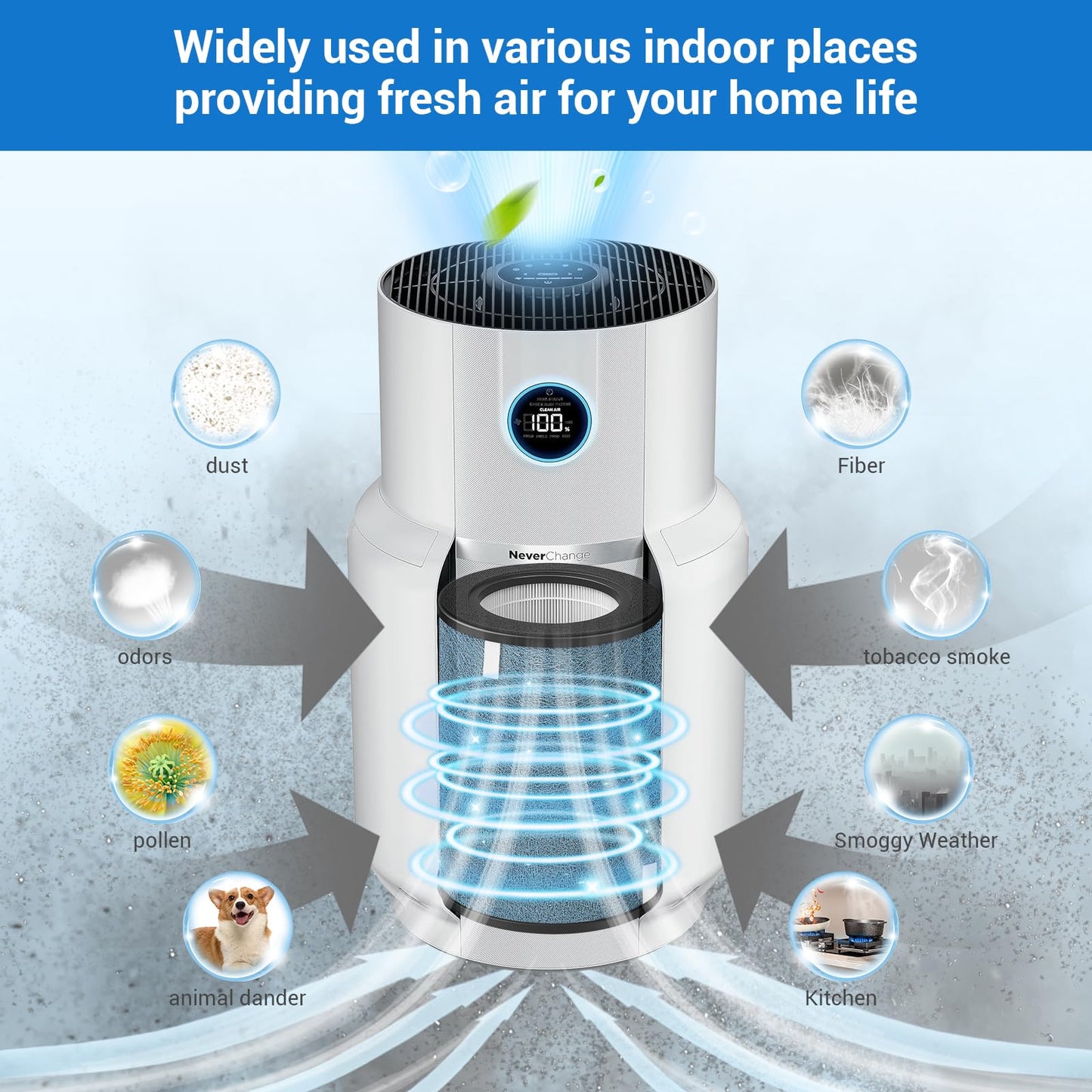 BUXEBUX 2-Pack HP302 NeverChange Air Purifier Max Replacement Filter for Shark Air Purifier Filter HP301, HP300, HP202, HP232 Series, HC501 Series, AP1000, UA205 Series Air Purifiers, Part # HE3FKPET