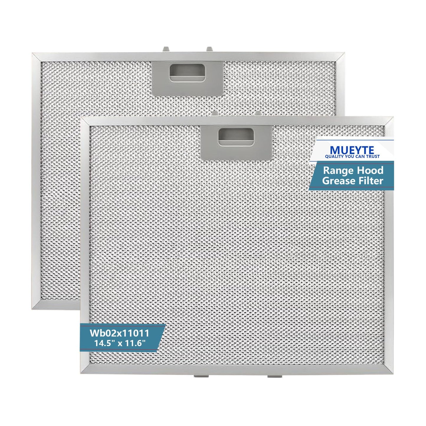 WB02X11011 Range Hood Filter Replacement For GE Range Hood JV636H1SS JV636H2SS JV536H1SS JV536H2SS JV535H1WW JV635H1BB JV635H2CC 14-1/2" x 11-5/8" 5-Layer Aluminum Mesh Grease Filter 2 Pack