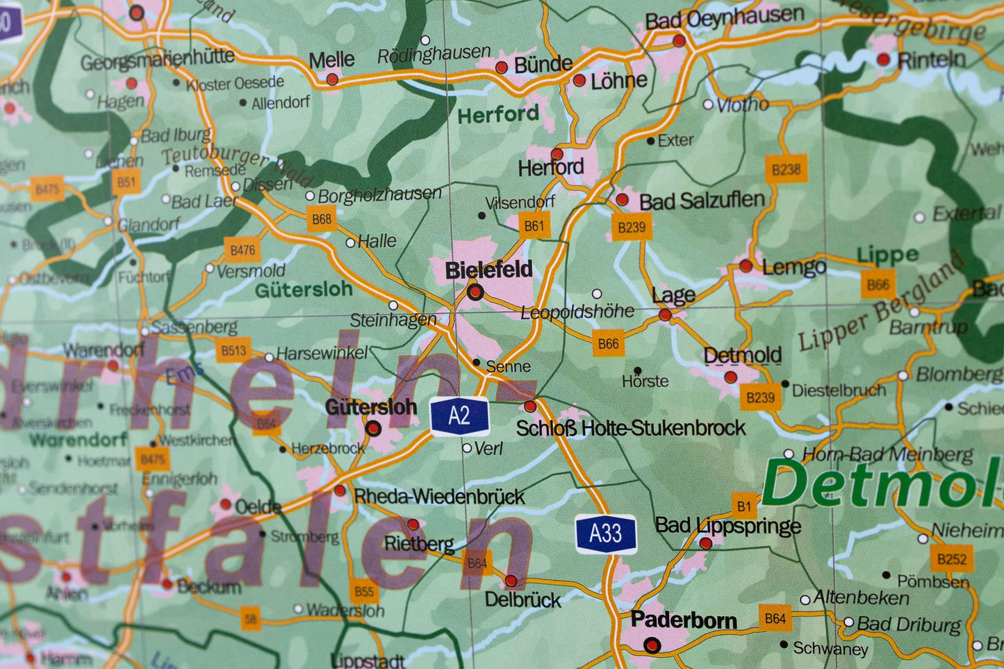 Large map of Germany with full lamination (wall map) 39.4 x 55.1 inches, German states and counties, highways, airports