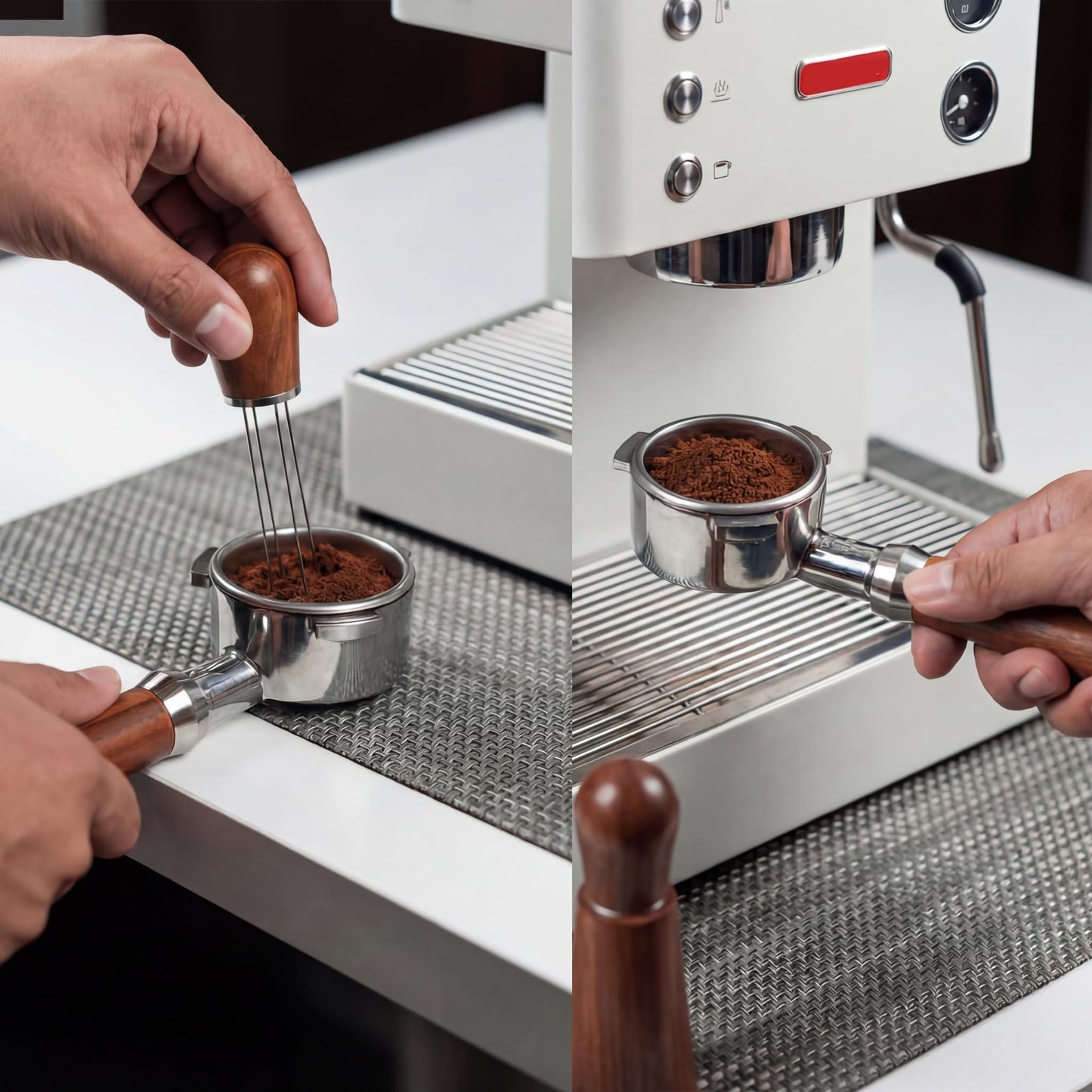 54mm Bottomless Portafilter Compatible with Breville BES870/878/880/876 Series Barista Espresso Pro, 3 Ears Naked Portafilter, Rosewood Handle, Includes 18–20g Filter Basket and Removal Tool