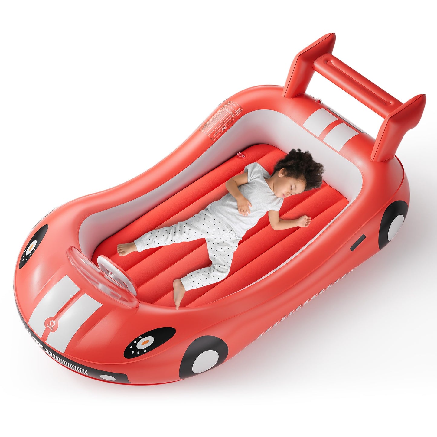 QPAU Blow up Inflatable Toddler Travel Bed with Sides, Toddler Air Mattress for Camping, Traveling, Hotel, or Home Use, Hand Pump Included