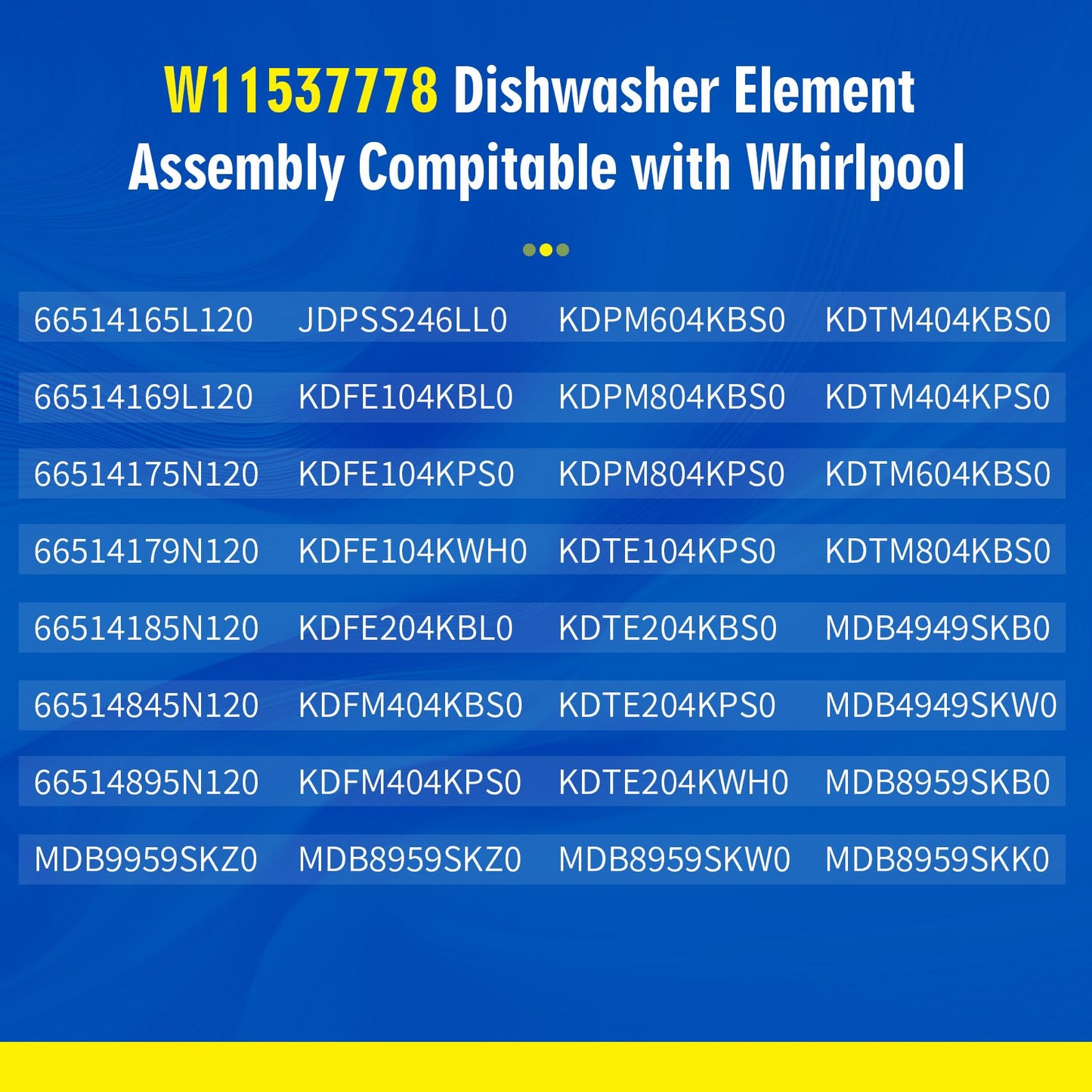 W11537778 Dishwasher Heating Element Replacement Compatible with Whirlpool WDPA70SAMZ1 WDT750SAKW3 KDFE104KBL0, W11412298 Dishwasher Element Assembly Replace W11536143 W11536777 W11537777 W11047695