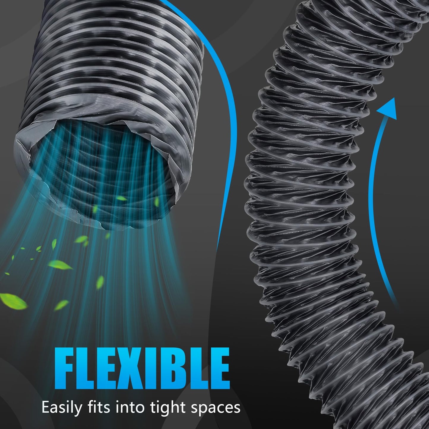 6 Inch Duct, 6 Inch X 16FT Flexible Nylon Ducting – Wear-Resistant & Tear-Proof Venting Hose, Upgraded Fire-Resistant Hvac Ducting for HVAC, Greenhouse & Inline Duct Fan