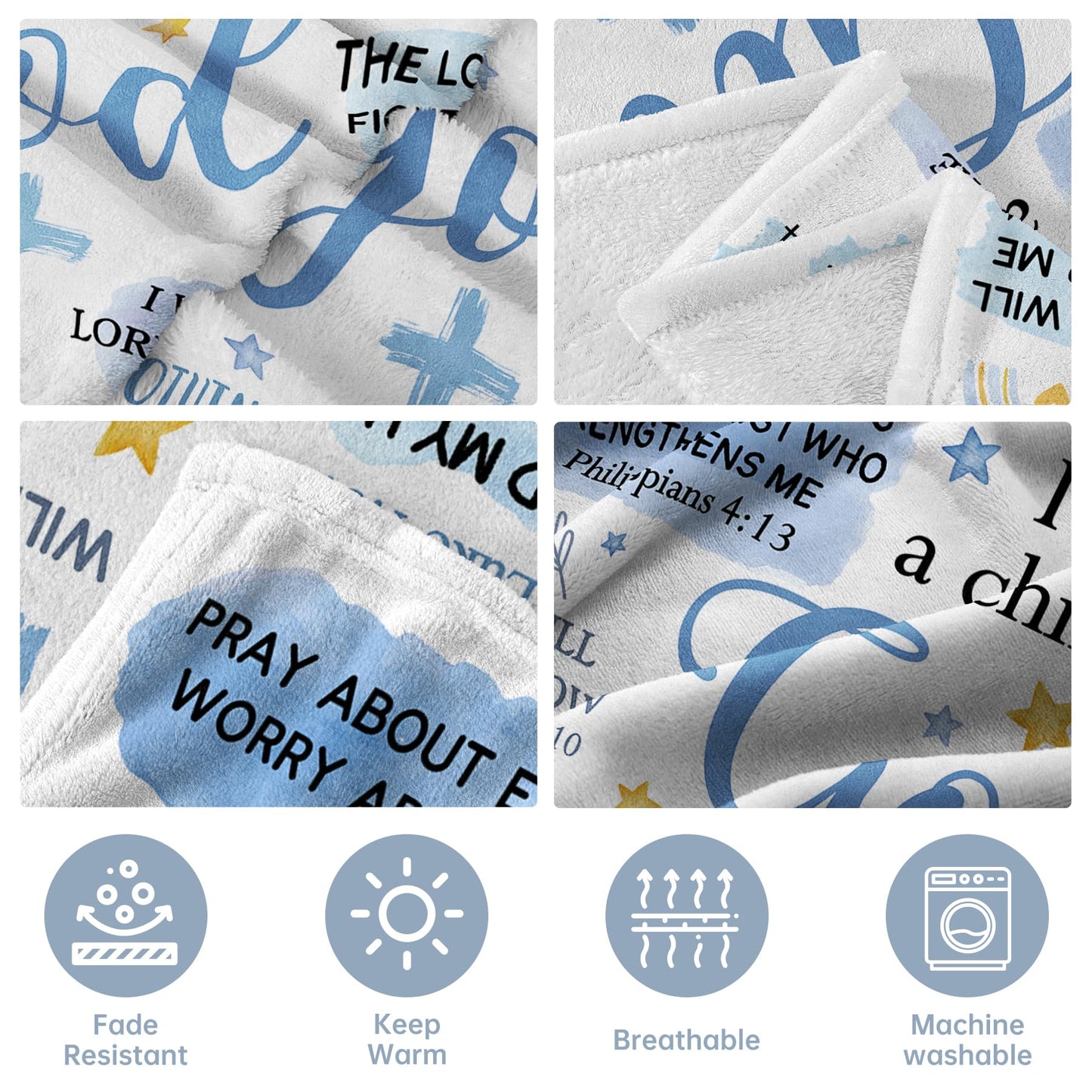 Encoink Baptism Gifts for Boys, I Am a Child of God Blanket, Christian Gifts for Men Birthday, Teen Boy Gifts Trendy Stuff, Inspirational Confirmation & First Communion Gifts for Boys (50 * 60)