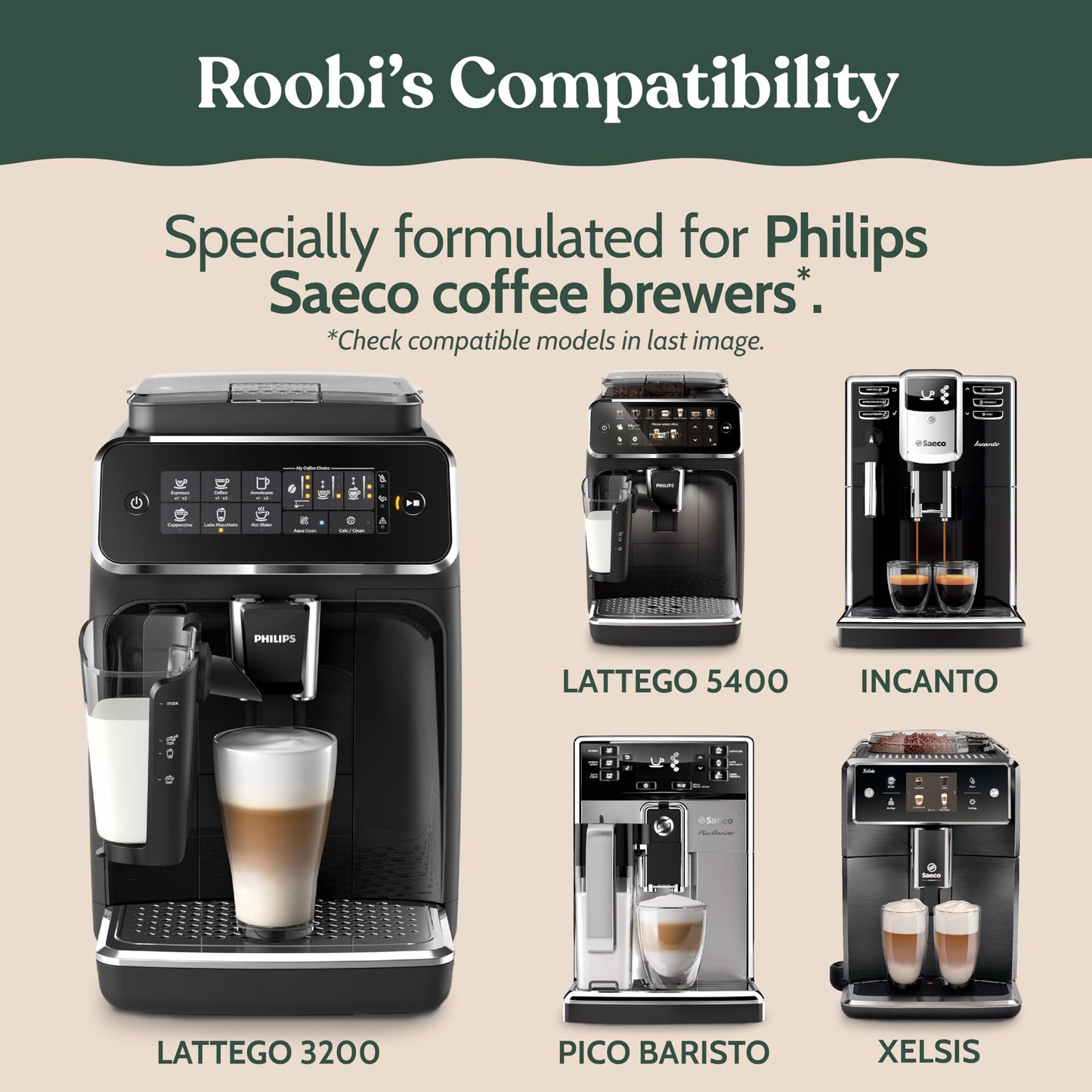 Roobi Cleaning Tablets & Filters Compatible with Philips Saeco. Includes 16 Espresso Cleaning Tablets & 4 Water Filters. Carbon Neutral Philips Cleaner Kit. 1 Year Supply.