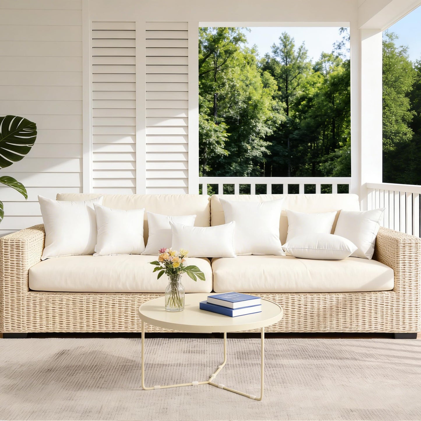 Oubonun 20x20 Outdoor Pillow Inserts (Pack of 4) - Square Waterproof Throw Pillow - Decorative Throw Pillows Insert for Couch Sofa Bed Patio Furniture - White Pillows